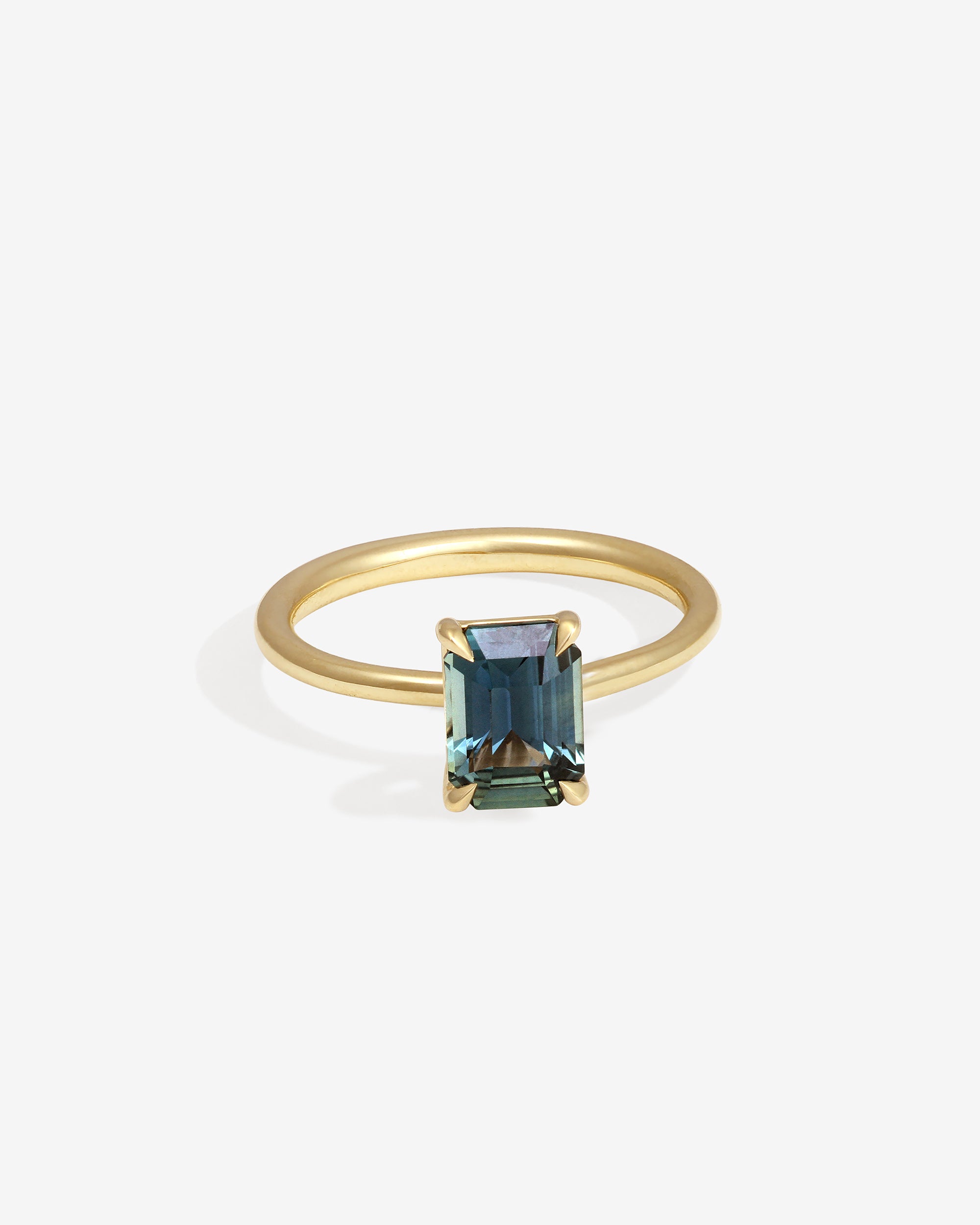 Adama Emerald Cut Ring Solitaire 1.58ct Green Sapphire Solid Gold