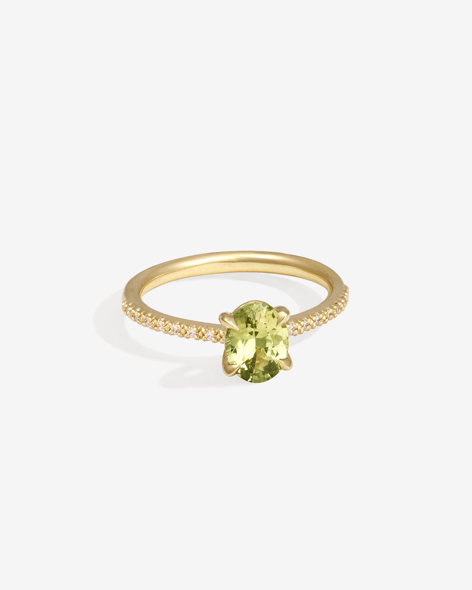 Adama Oval Ring 1.22ct Lime Sapphire Diamond Solid Gold