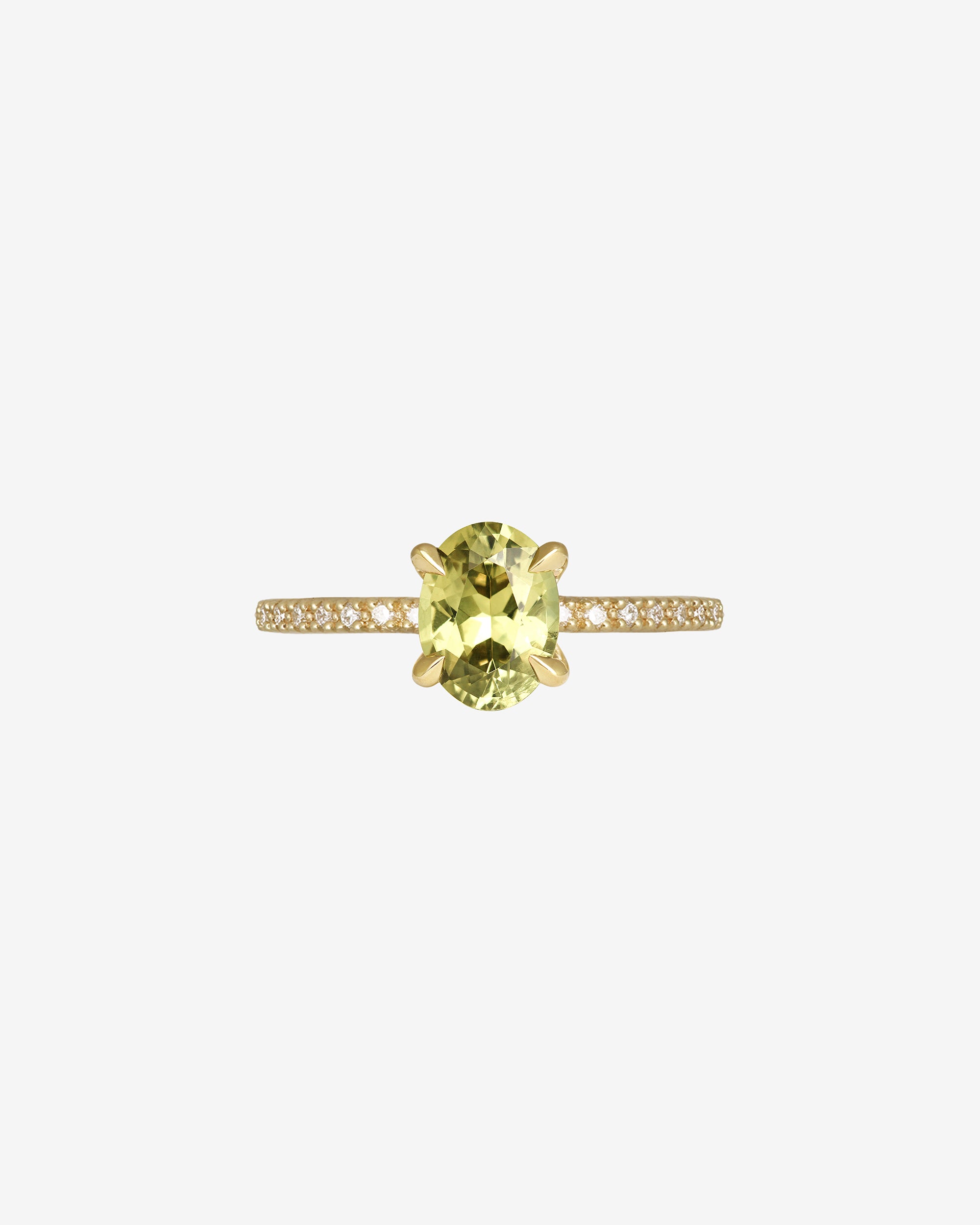 Adama Oval Ring 1.22ct Lime Sapphire Diamond Solid Gold