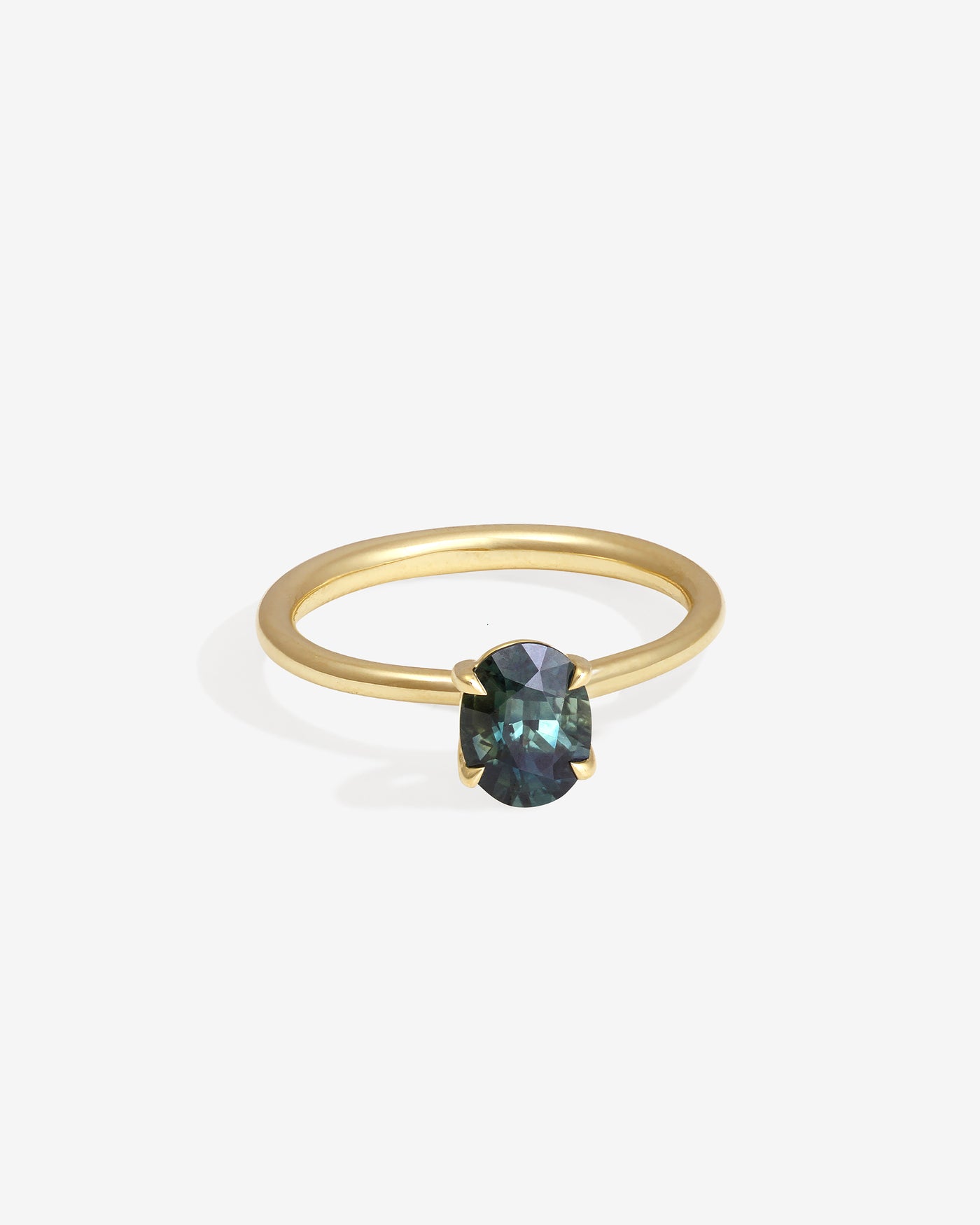 Adama Oval Ring Solitaire 1.18ct Teal Sapphire Solid Gold