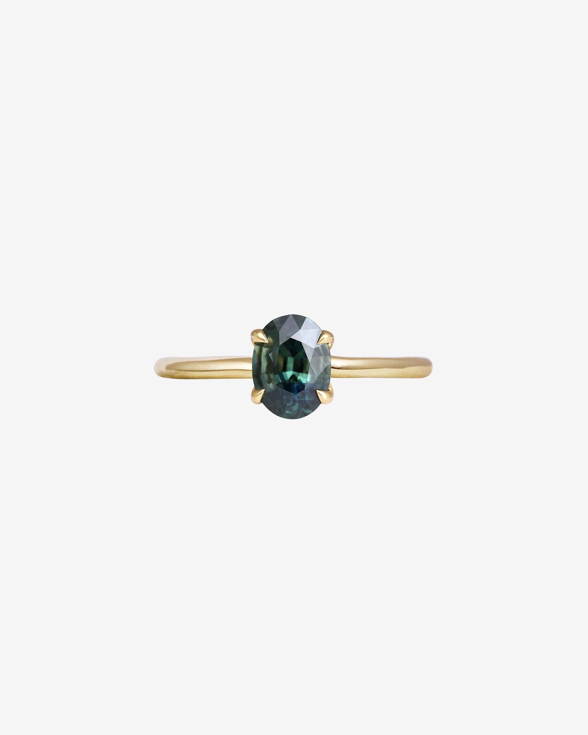 Adama Oval Ring Solitaire 1.18ct Teal Sapphire Solid Gold