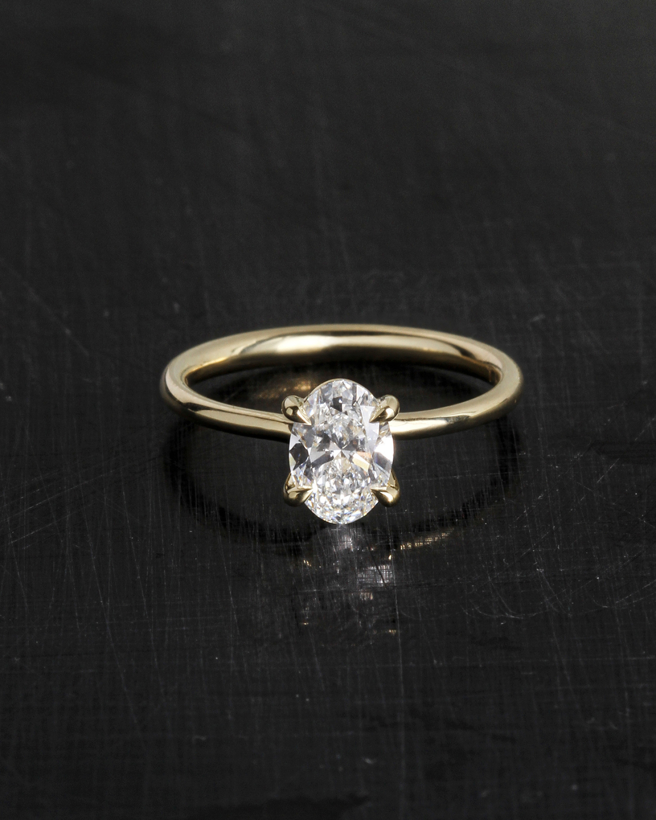 Adama Oval Ring Solitaire Diamond Solid Gold