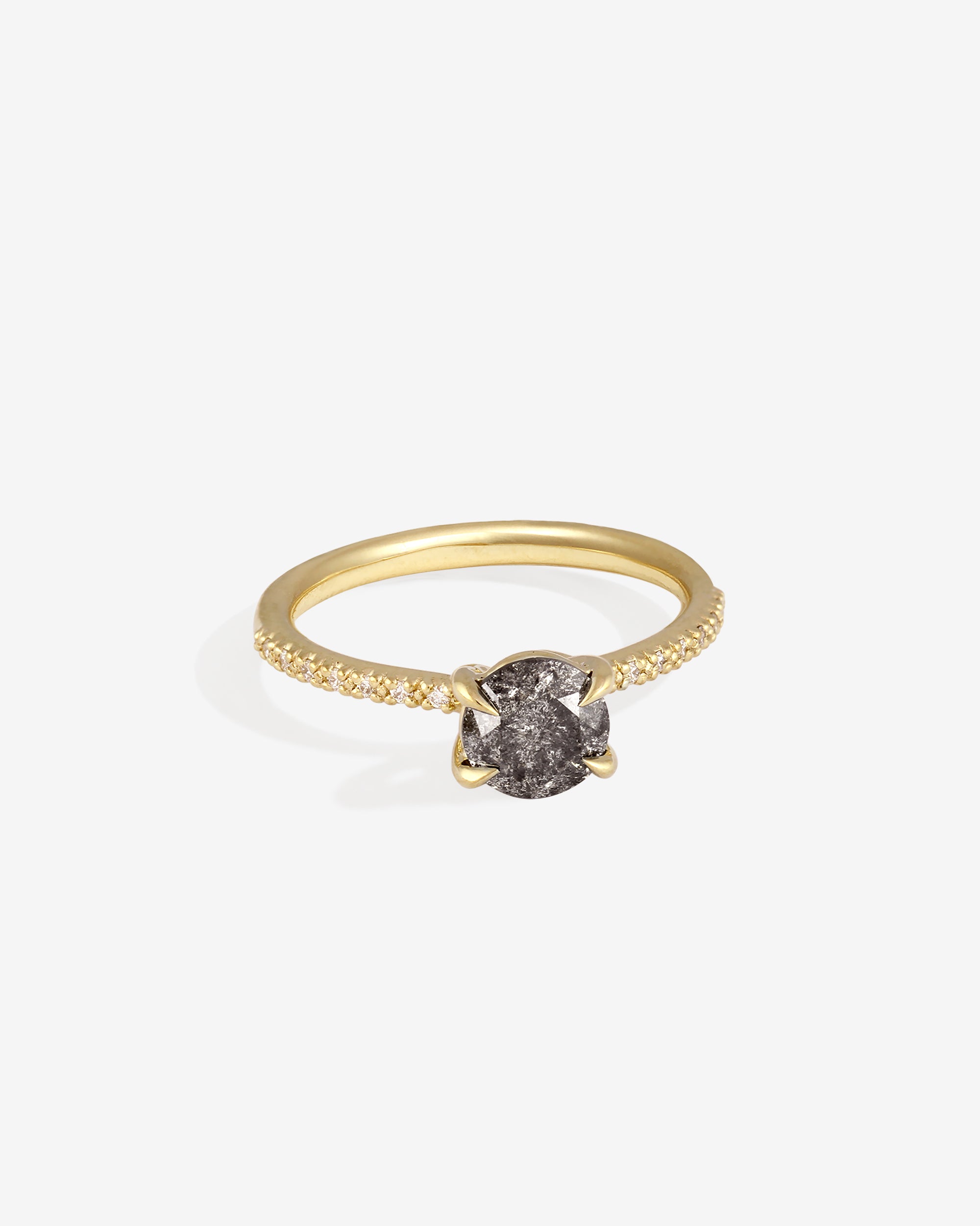 Adama Round Ring Salt and Pepper Diamond Solid Gold