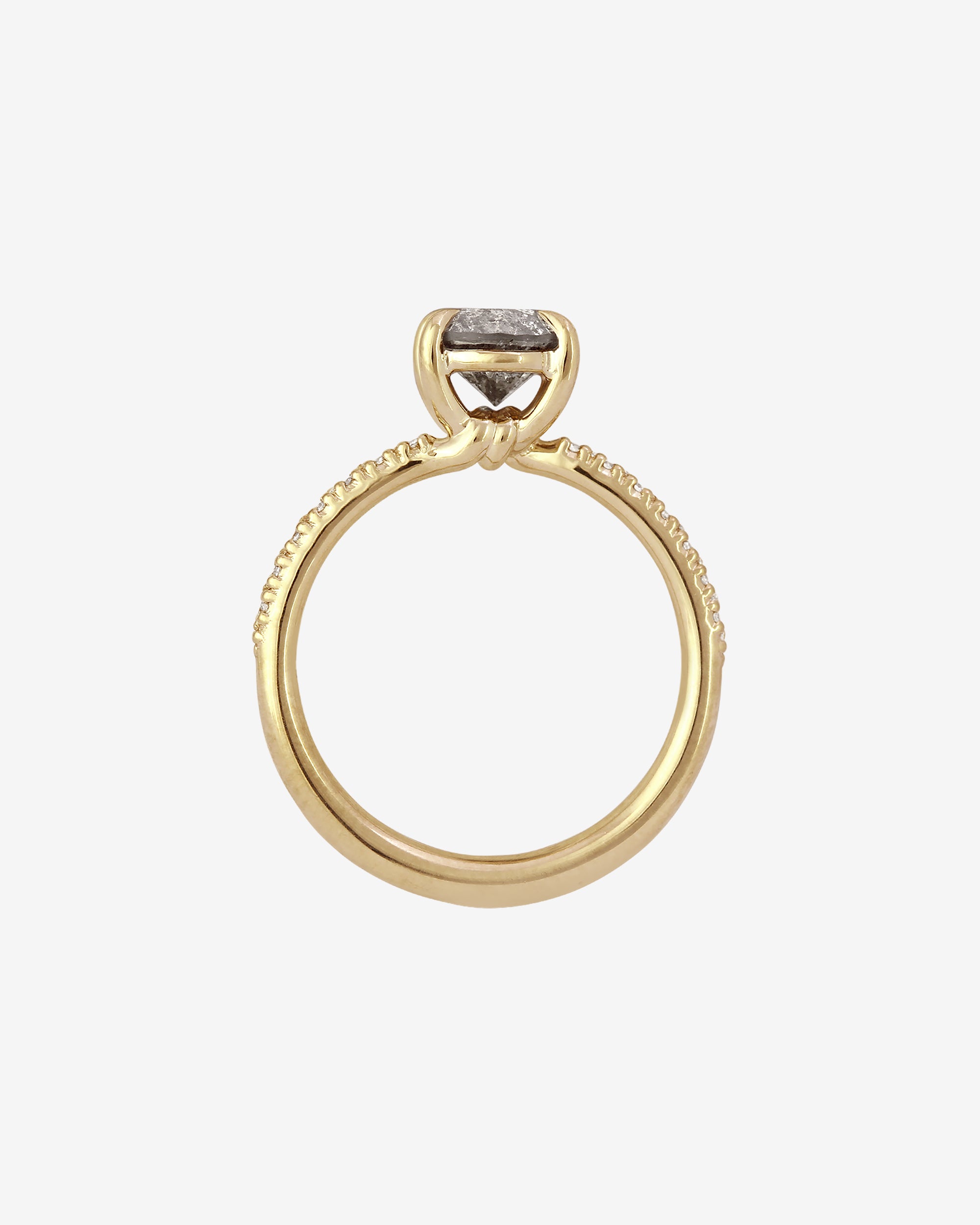 Adama Round Ring Salt and Pepper Diamond Solid Gold