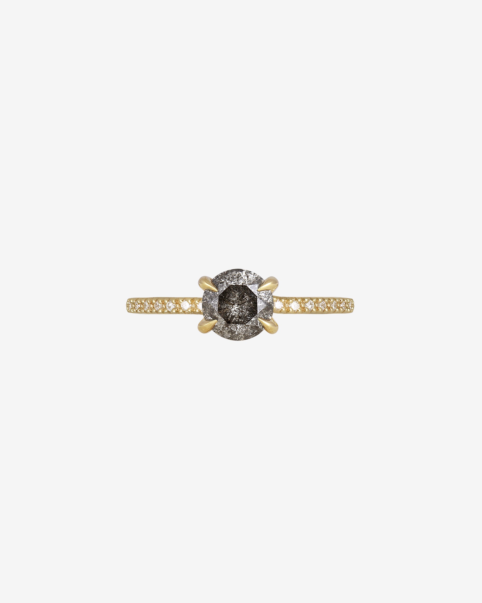 Adama Round Ring Salt and Pepper Diamond Solid Gold