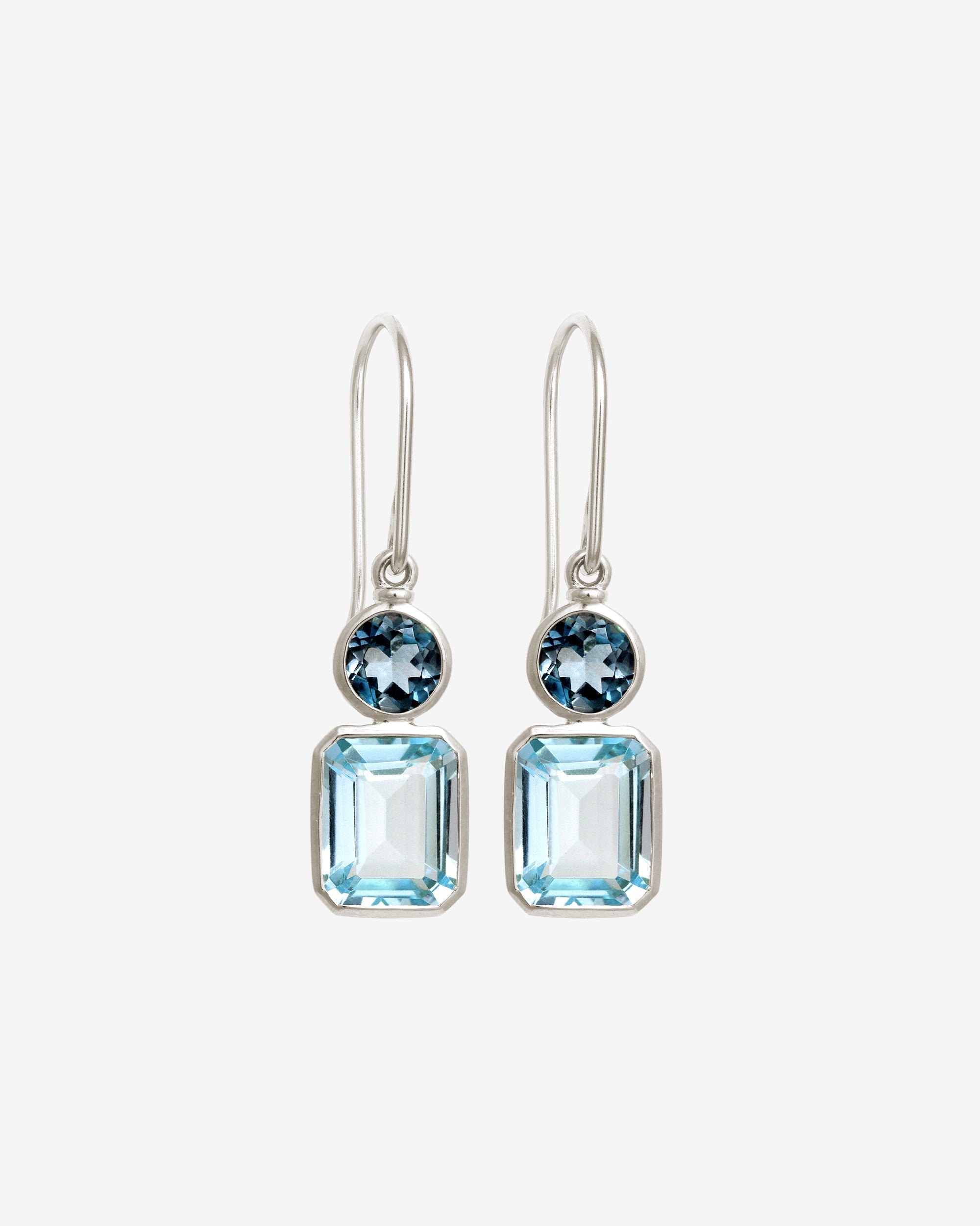 Aqua Earrings Silver set with topaz