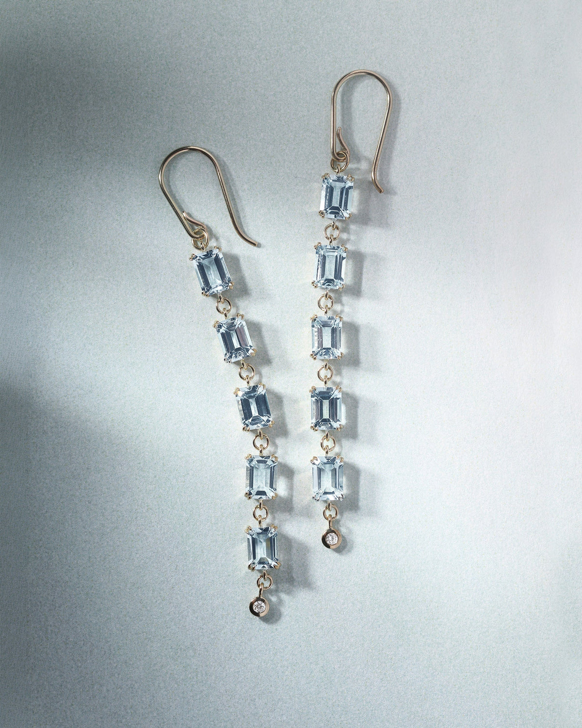 Aria Aquamarine Earrings Solid Gold, flatlay
