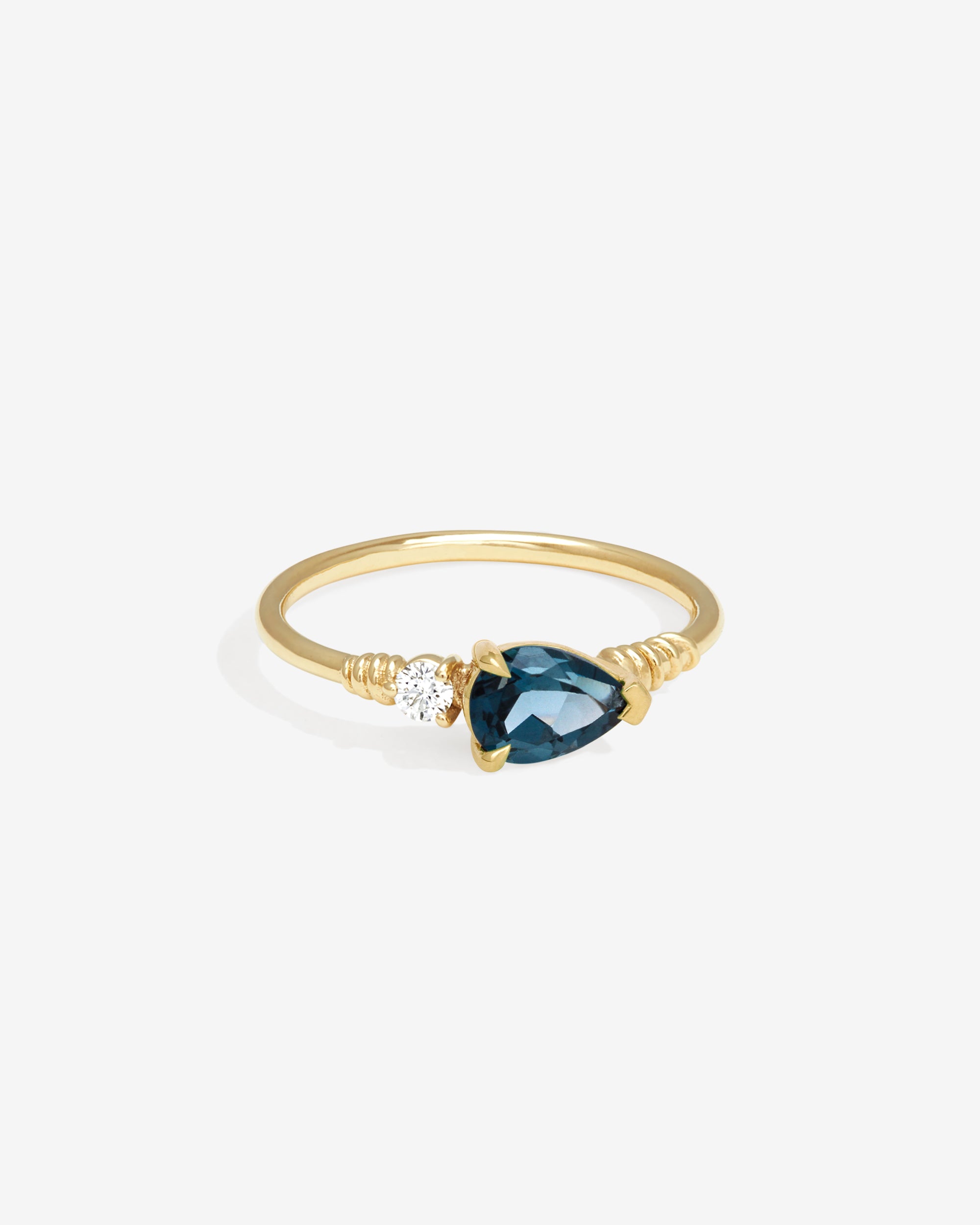 Ariel Ring Blue Topaz Diamond Solid Gold