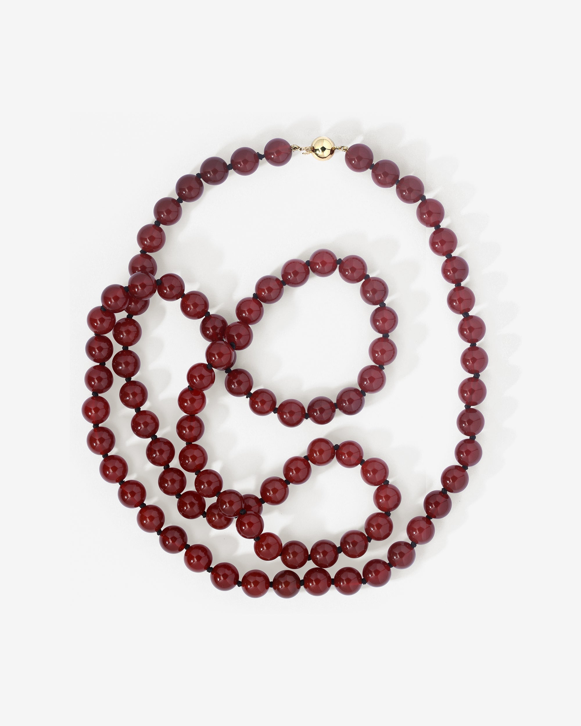 Aris Carnelian Beaded Necklace Solid Gold