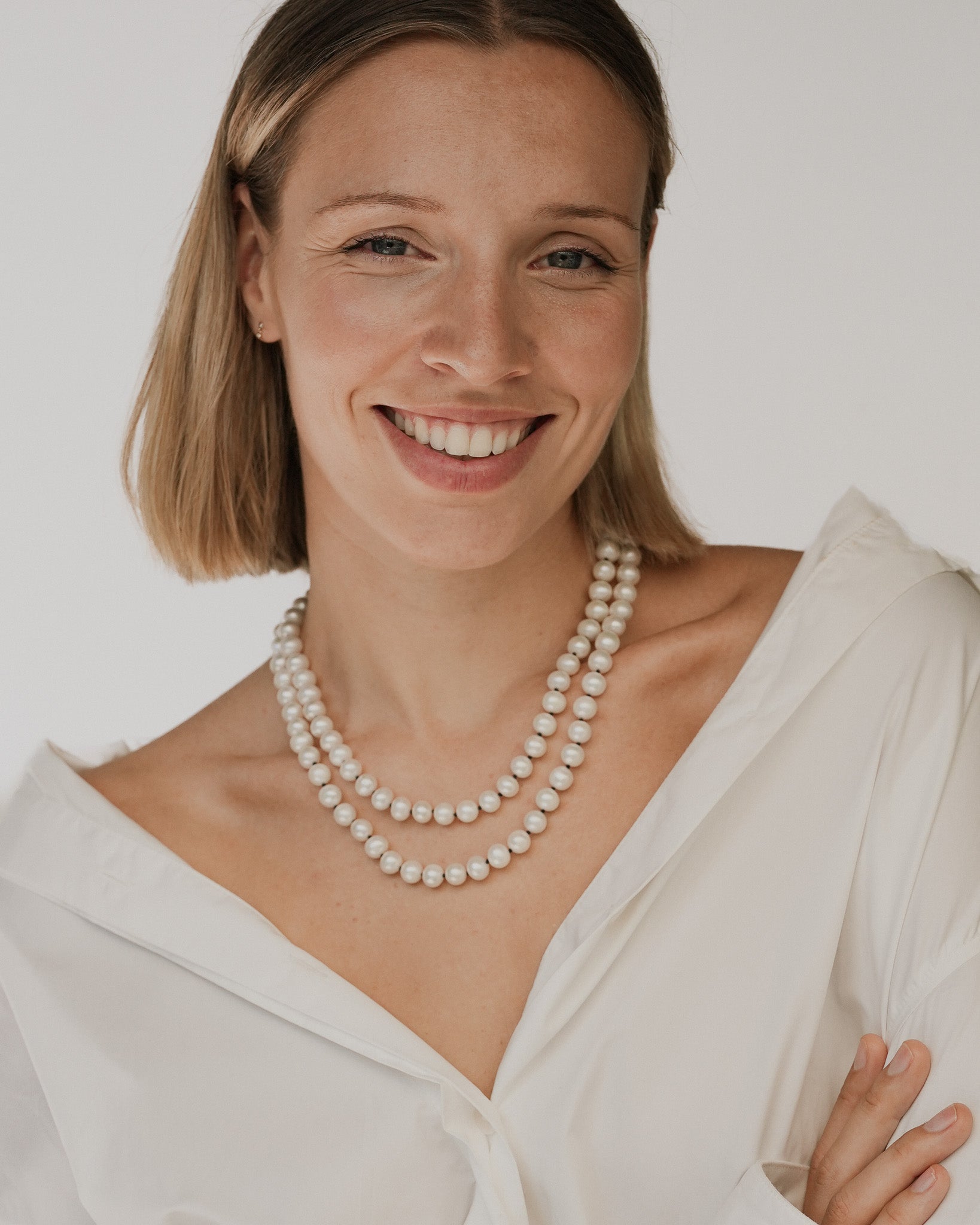 Aris Pearl Beaded Necklace Solid Gold