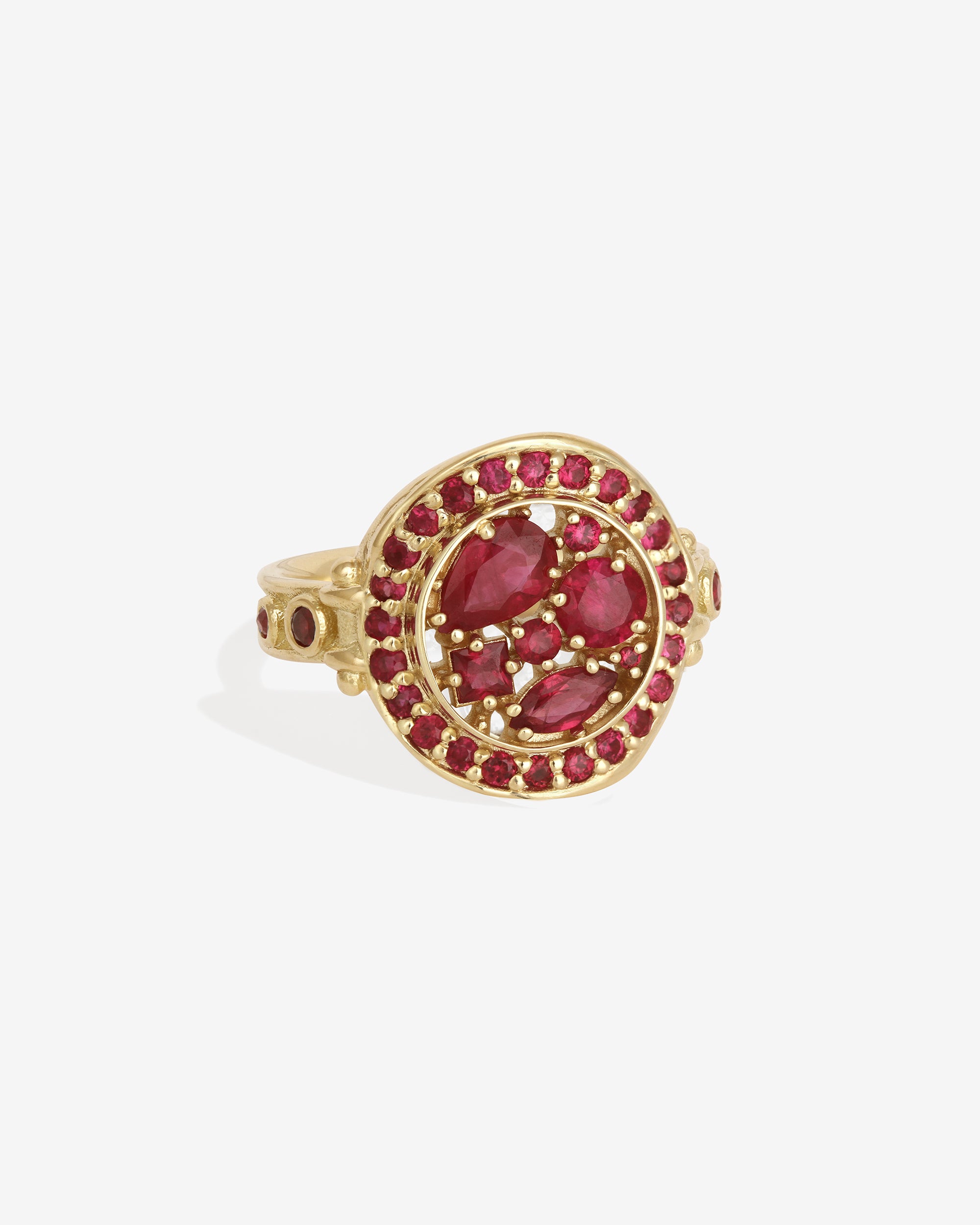 Asteria Halo Ruby Ring Solid Gold