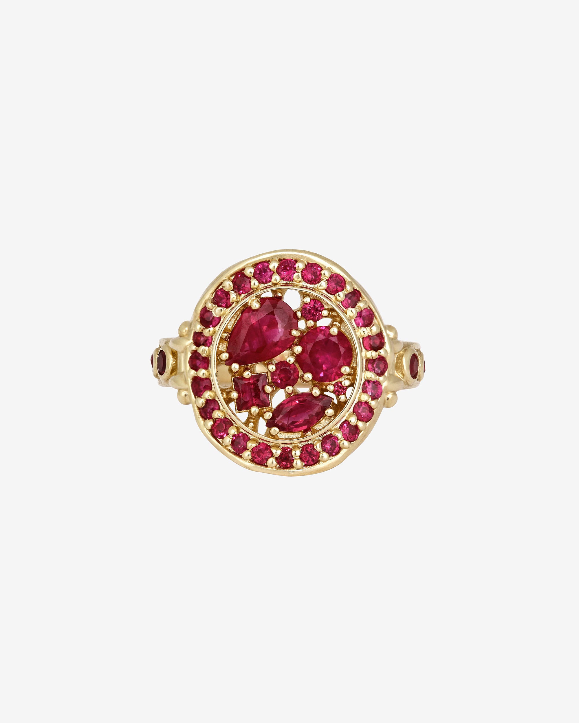 Asteria Halo Ruby Ring Solid Gold