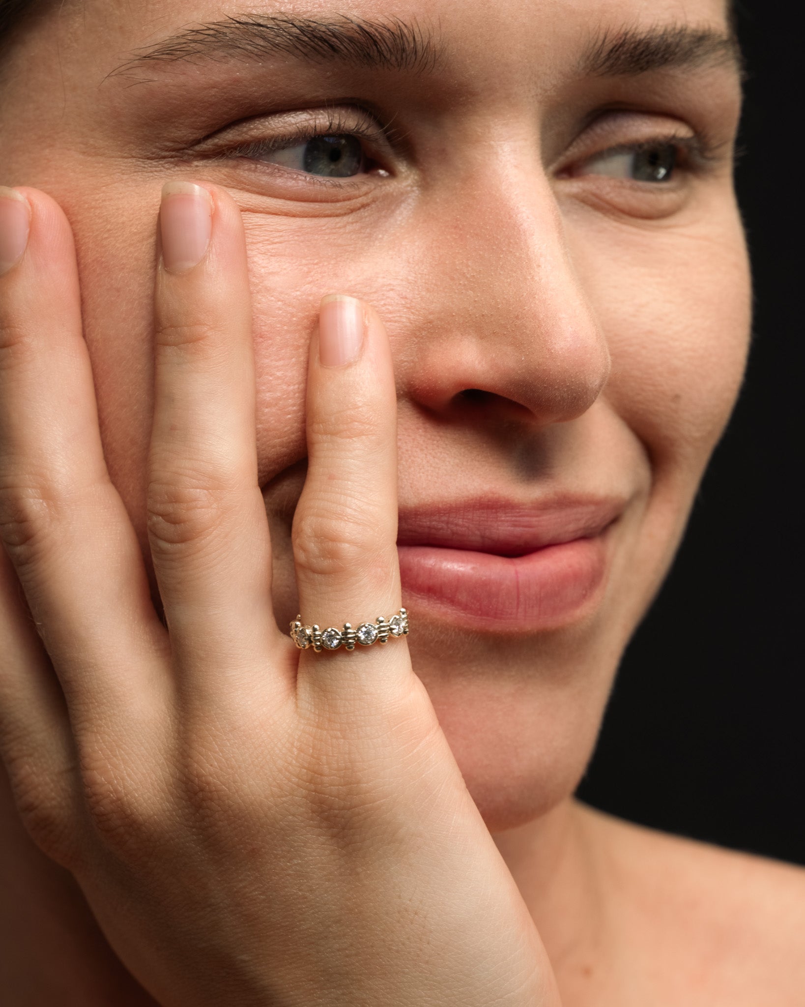 Asteria Half Eternity Ring Diamond Solid Gold