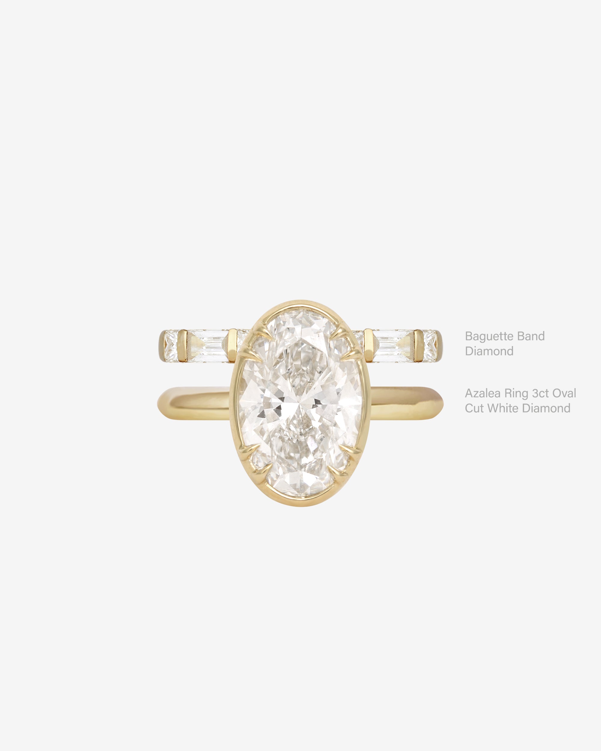 Azalea Ring 3ct Oval Cut White Diamond Solid Gold