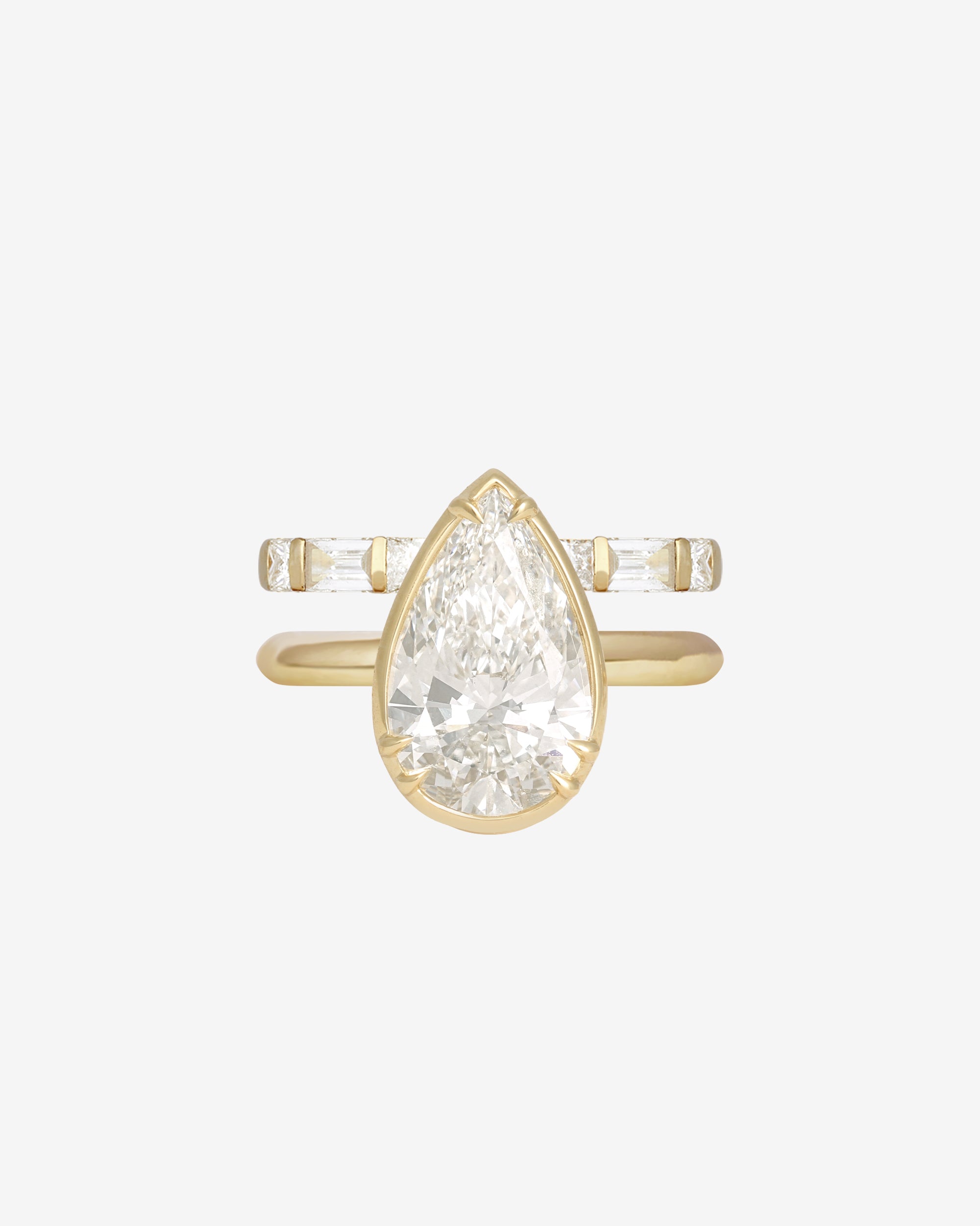 Azalea Ring 3ct Pear Cut White Diamond Solid Gold