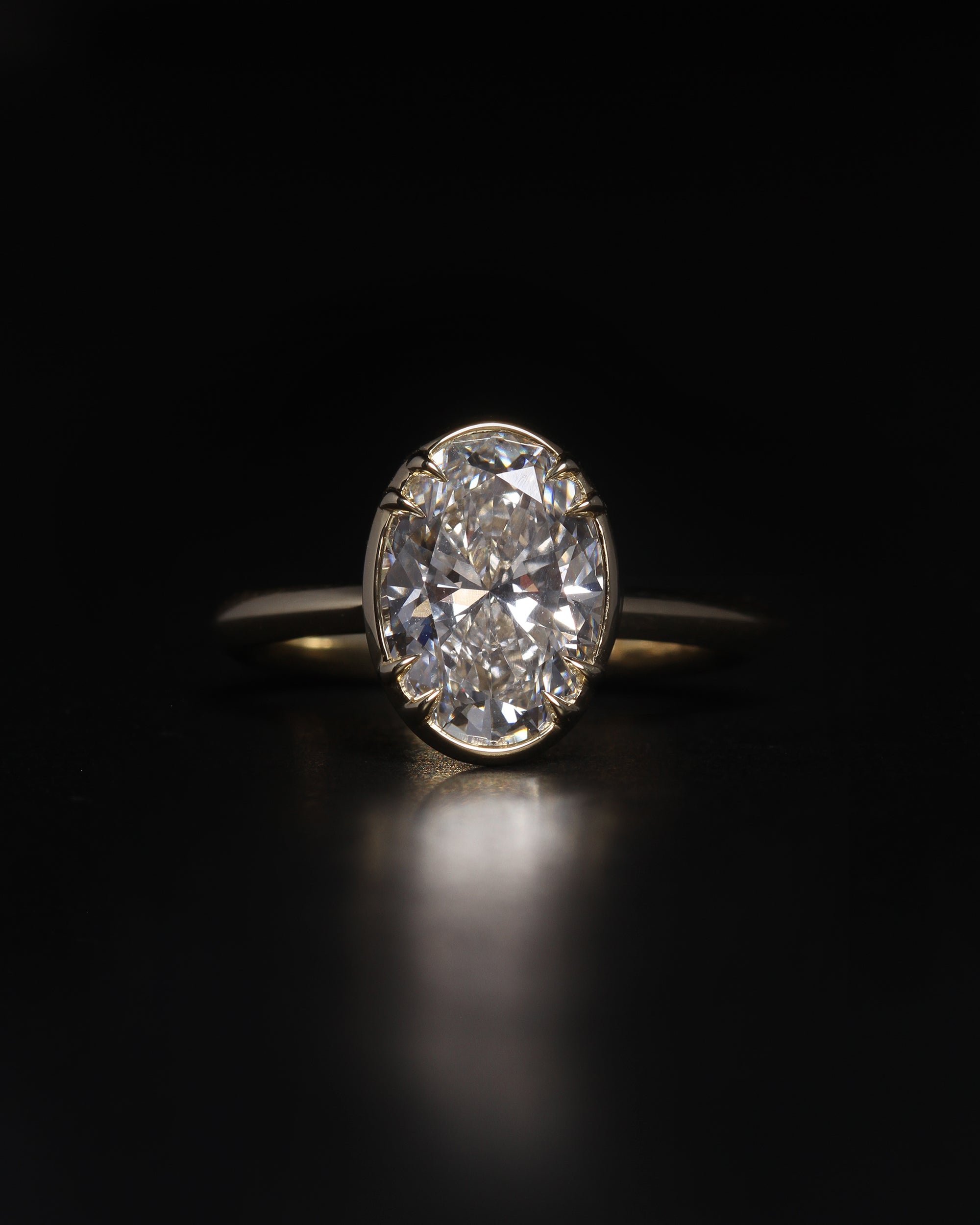 Azalea Ring 3ct Oval Cut White Diamond Solid Gold