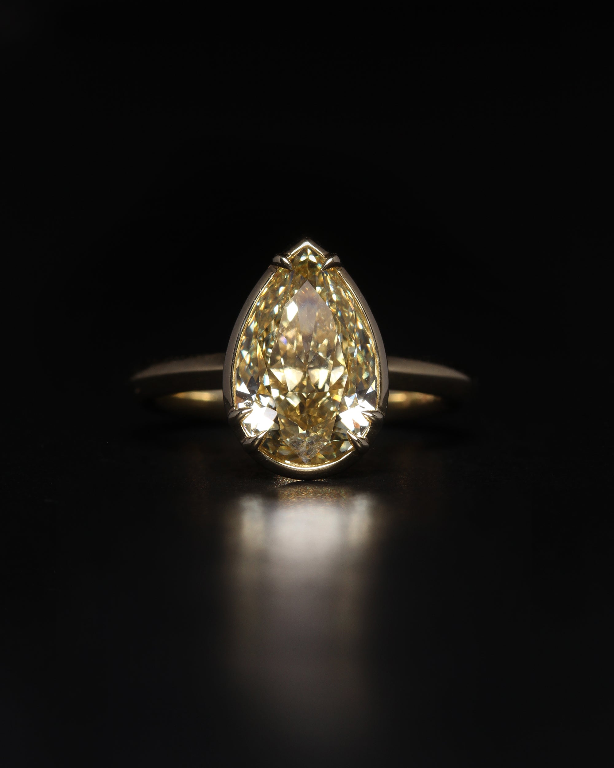 Azalea Ring 3ct Pear Cut Champagne Diamond Solid Gold
