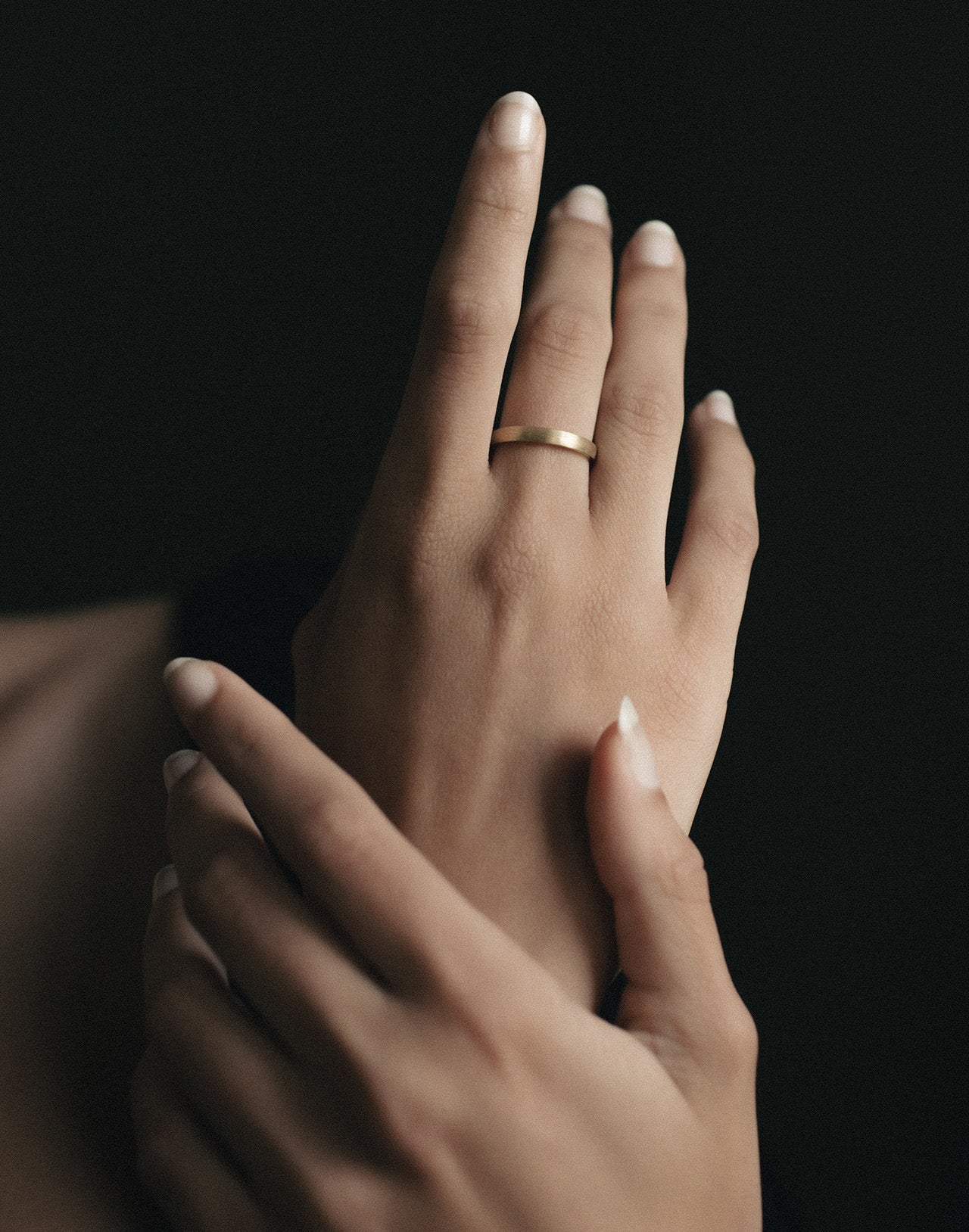 Chevron 3mm Ring Brushed Solid Gold