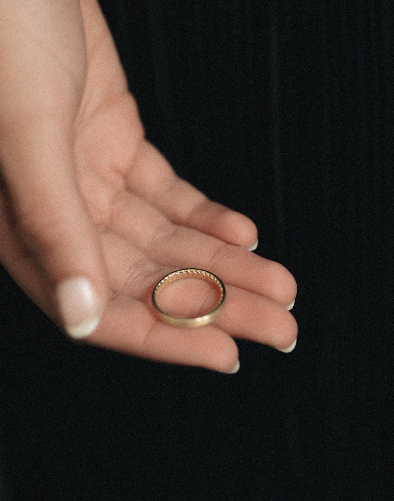 Chevron 3mm Ring Brushed Solid Gold