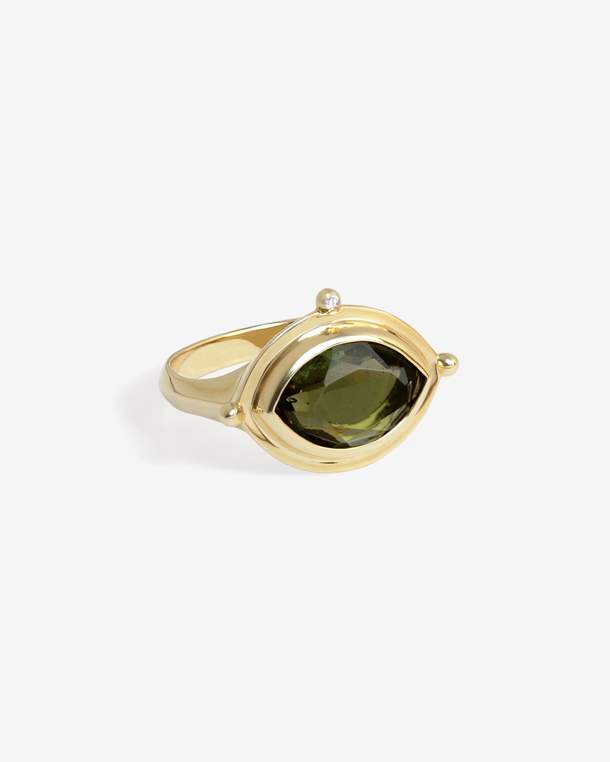 Celestial Ring Moldavite Diamond Solid Gold