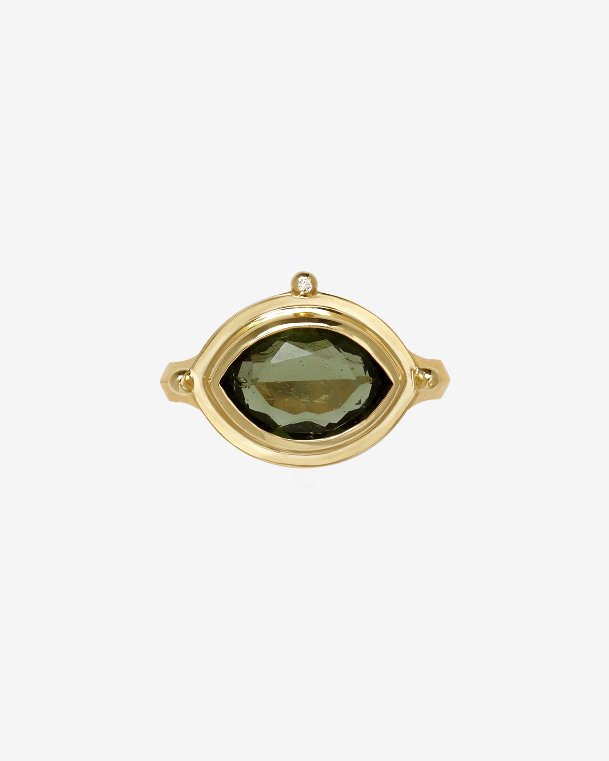 Celestial Ring Moldavite Diamond Solid Gold