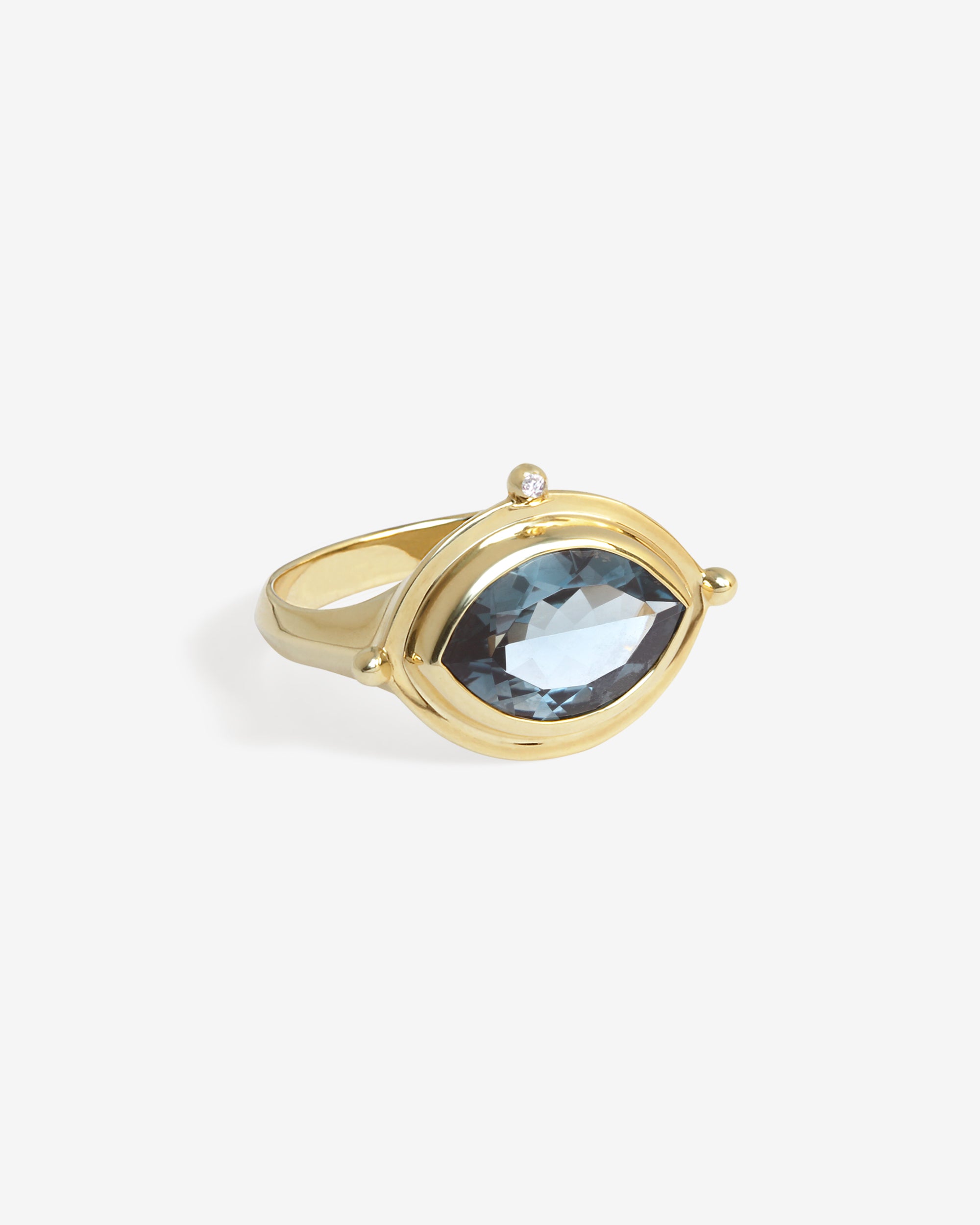 Celestial Teal Topaz Ring Solid Gold