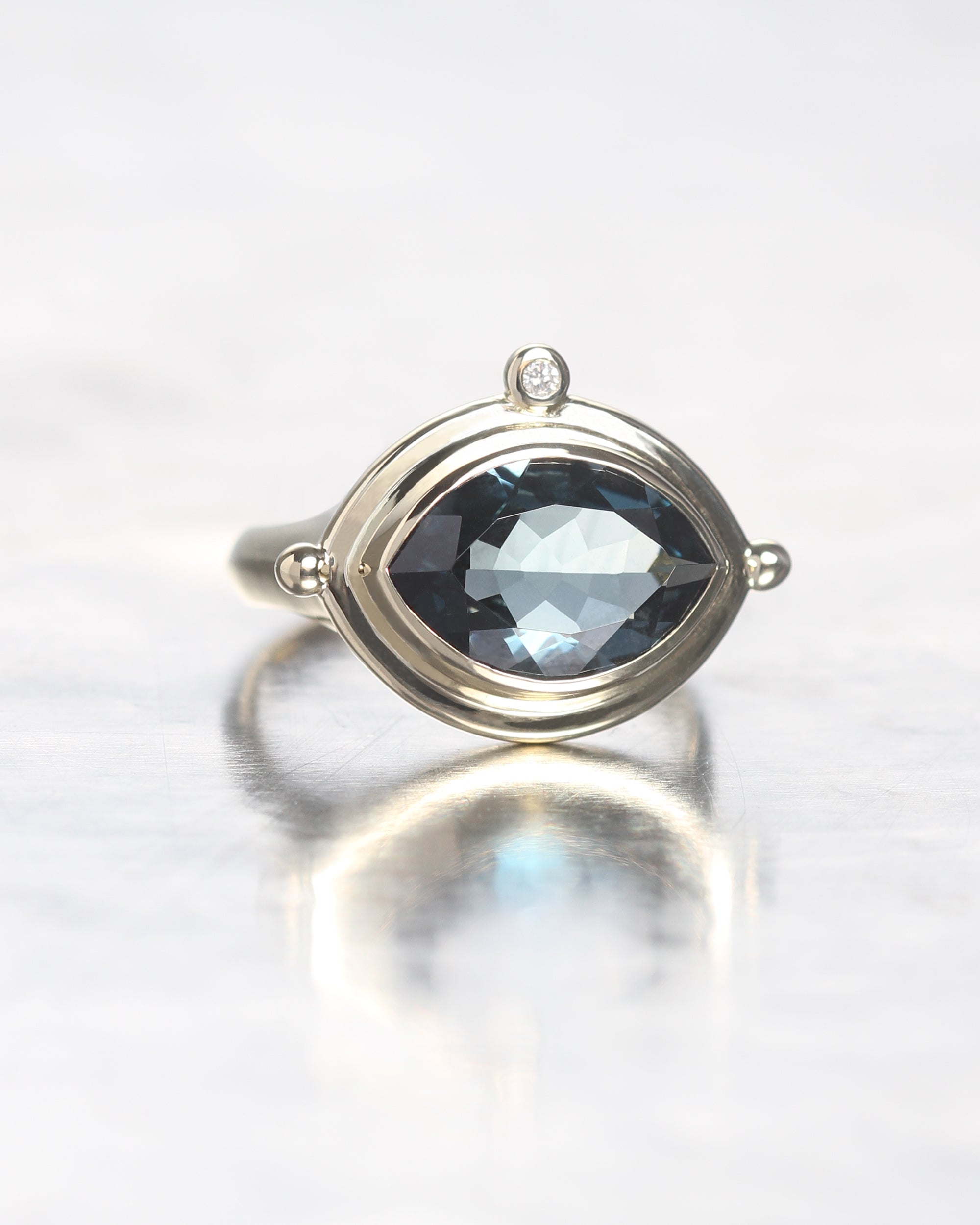 Celestial Teal Topaz Ring Solid Gold