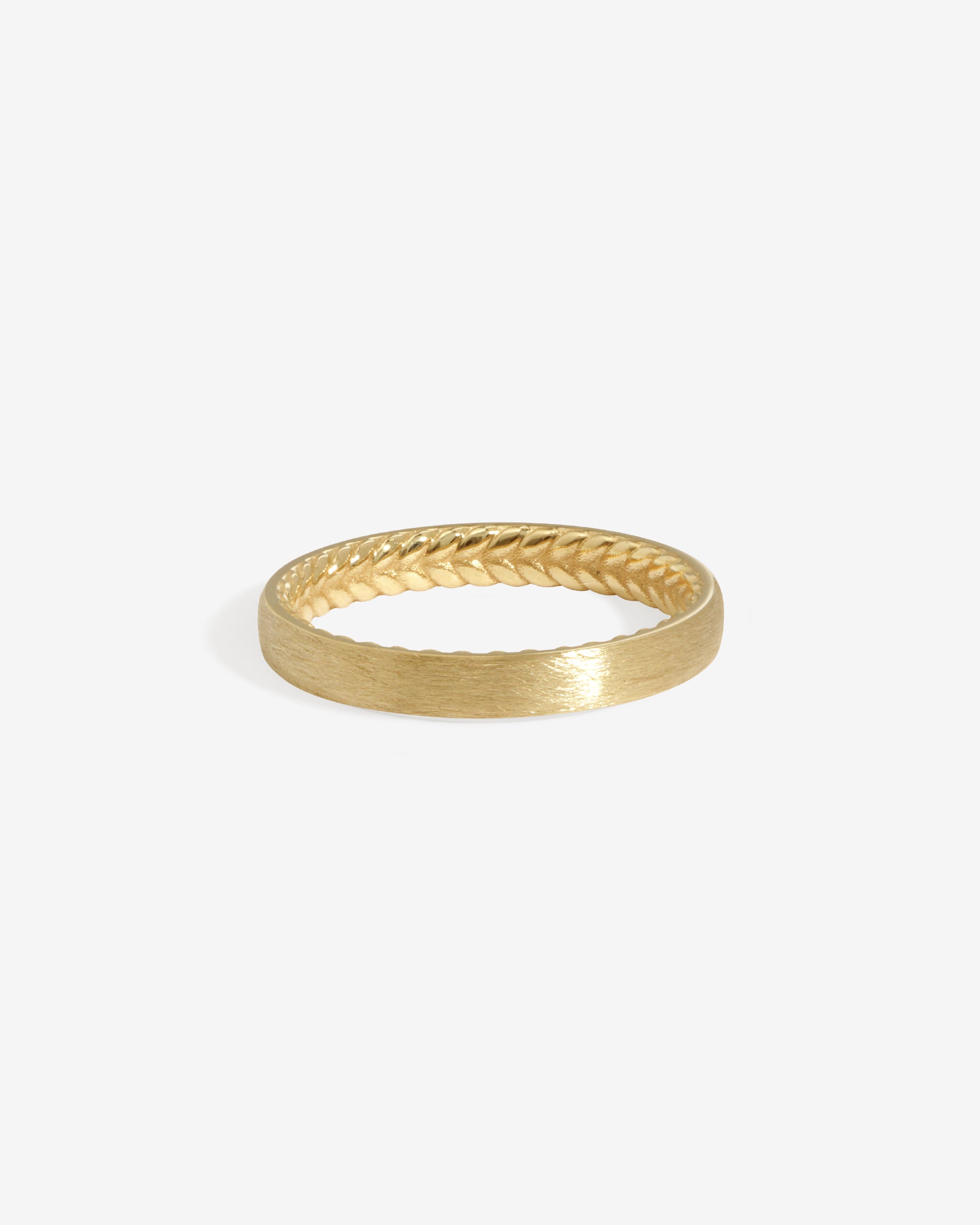 Chevron 3mm Ring Brushed Solid Gold