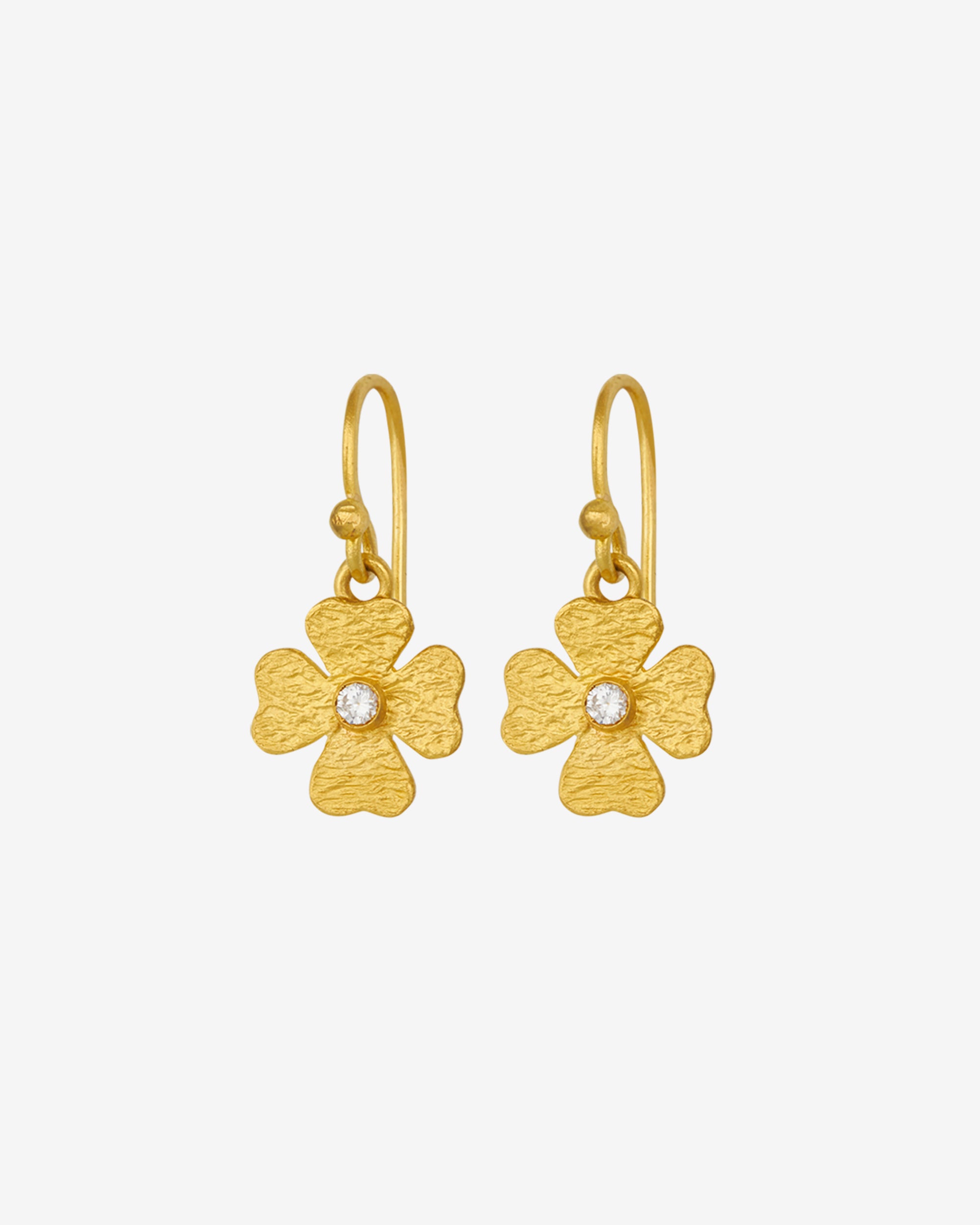 Clover Earrings Small Diamond Solid Gold