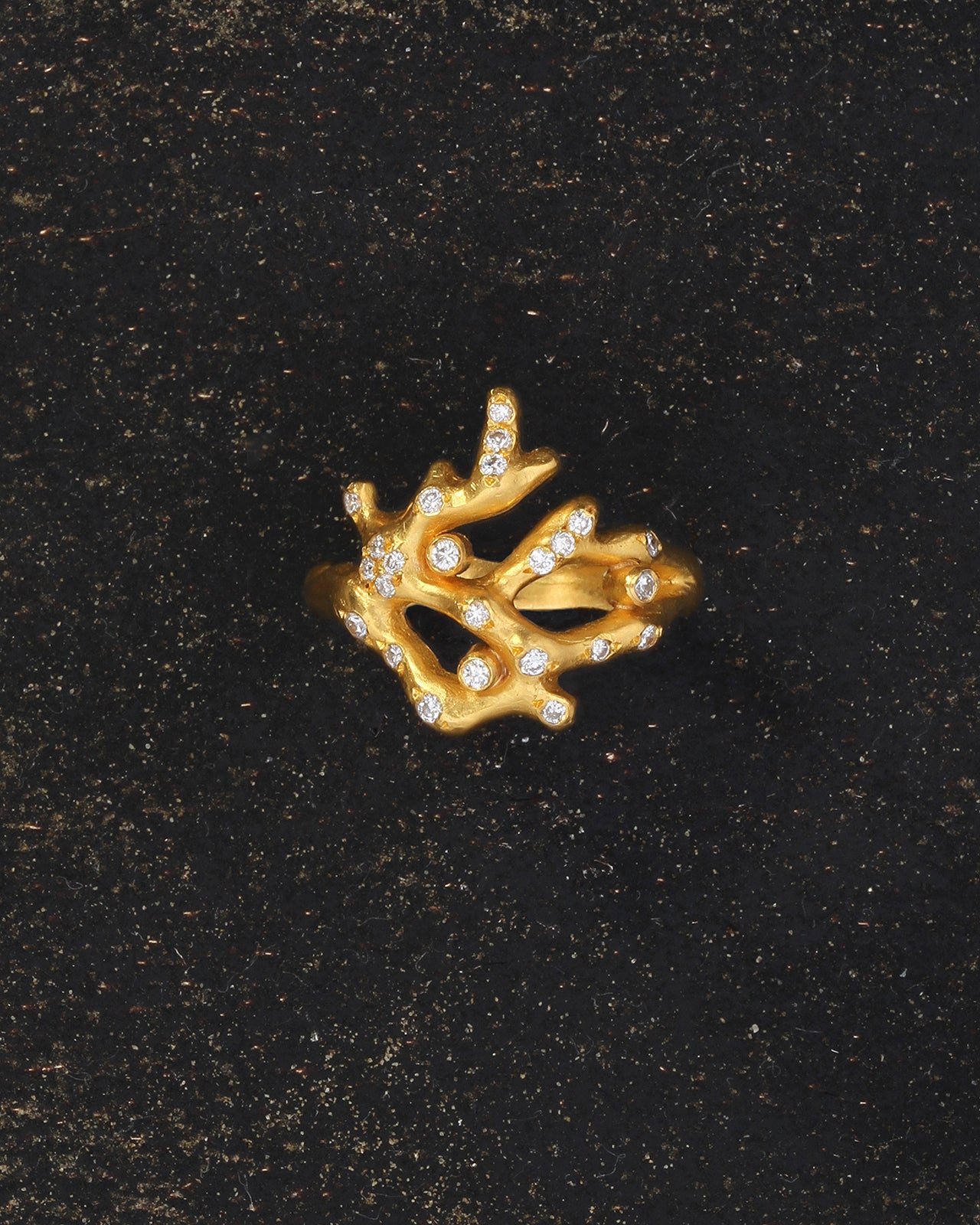 Coral Ring Diamond Solid Gold