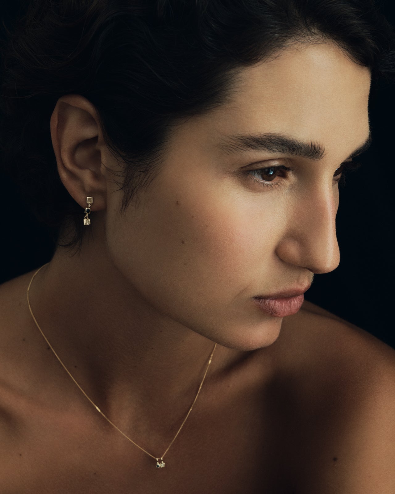 Dell Earrings Black Diamond Solid Gold