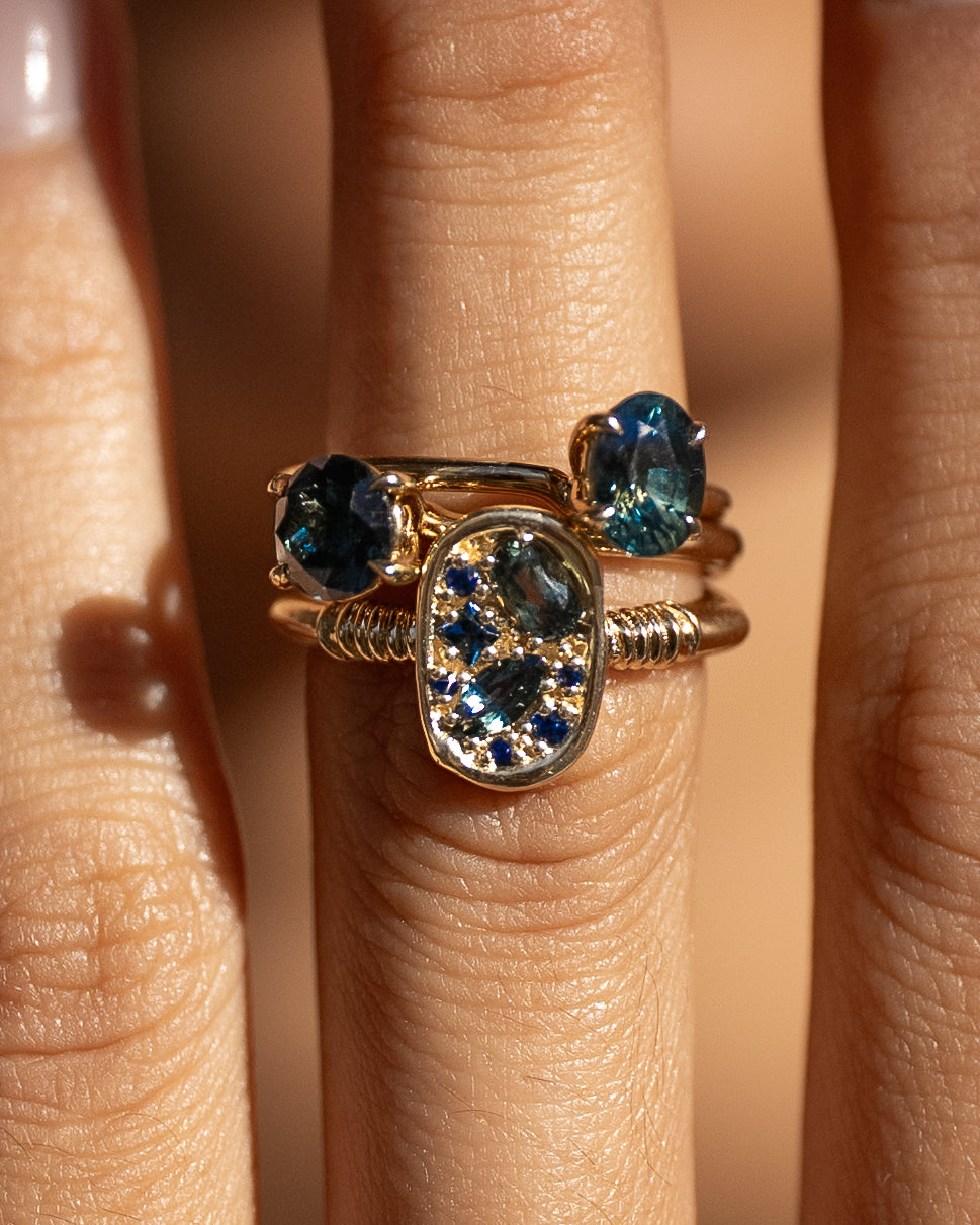 Adama Oval Ring Solitaire 1.18ct Teal Sapphire Solid Gold