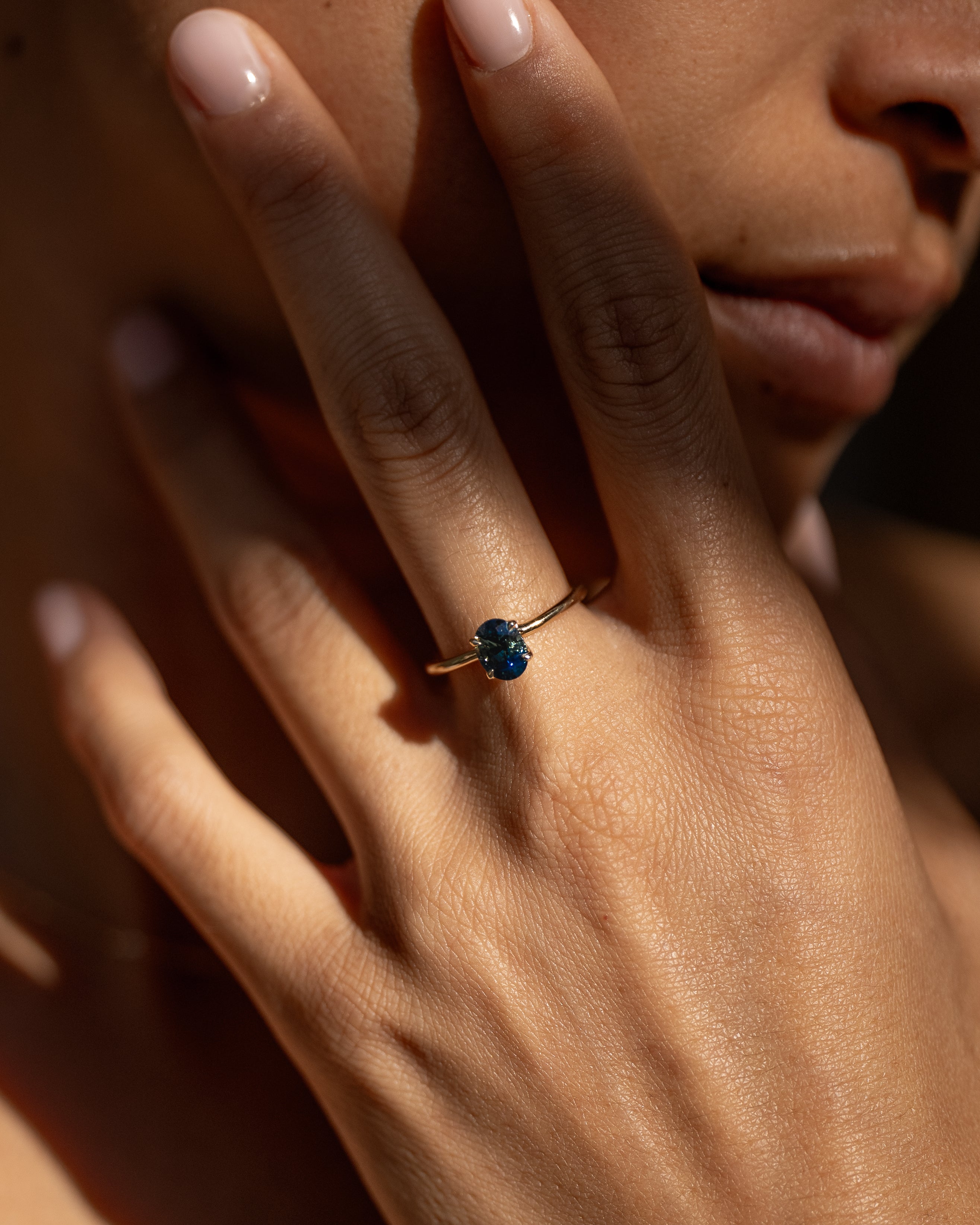 Adama Oval Ring Solitaire 1.18ct Teal Sapphire Solid Gold