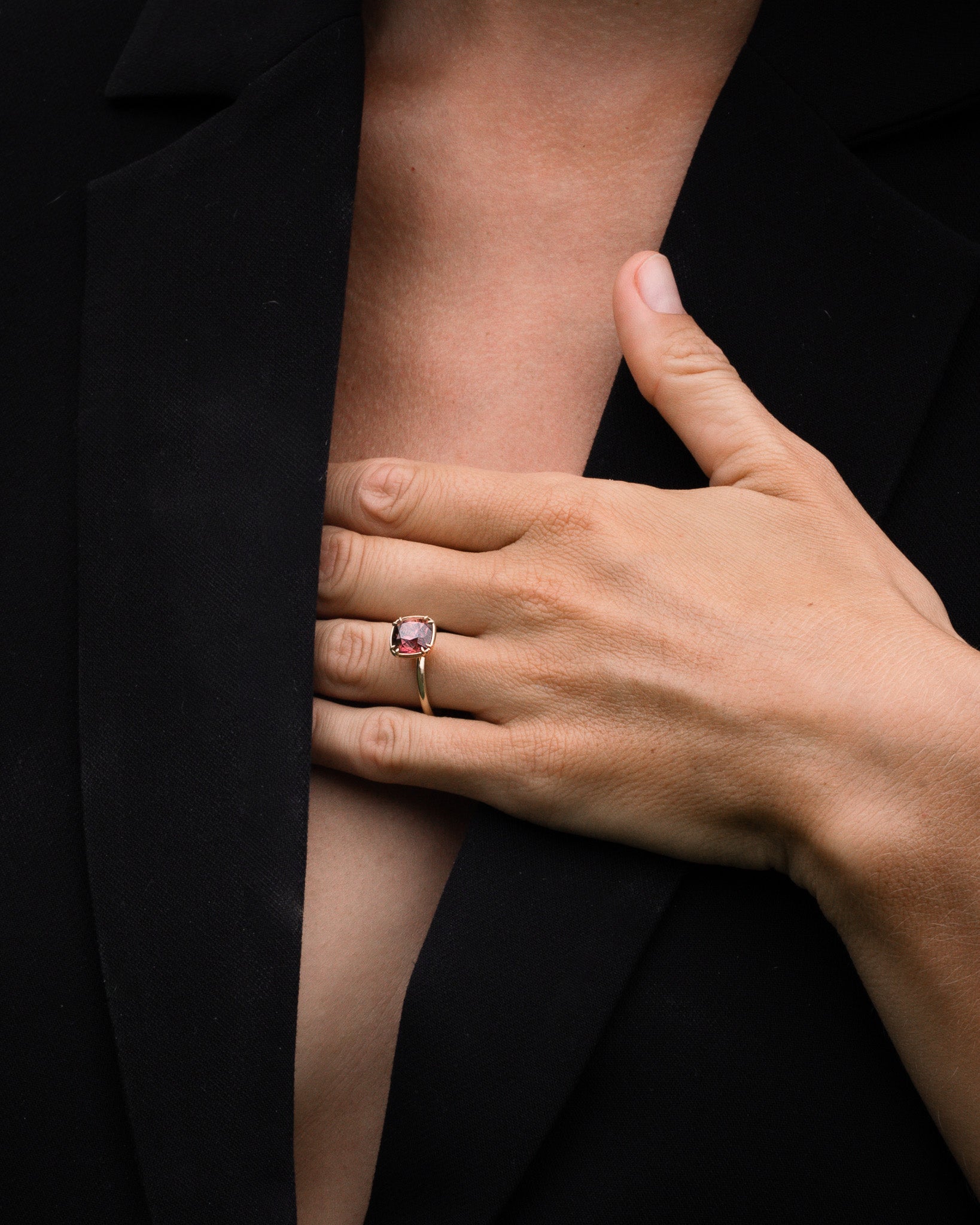 Azalea Cushion Ring 4.97ct Jacinth Zircon Solid Gold