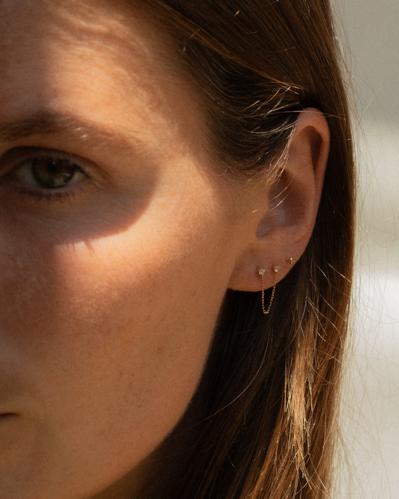 Aliza Chain Single Stud Diamond Solid Gold