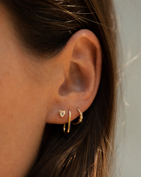 Venus Single Cartilage Earring White Topaz Solid Gold