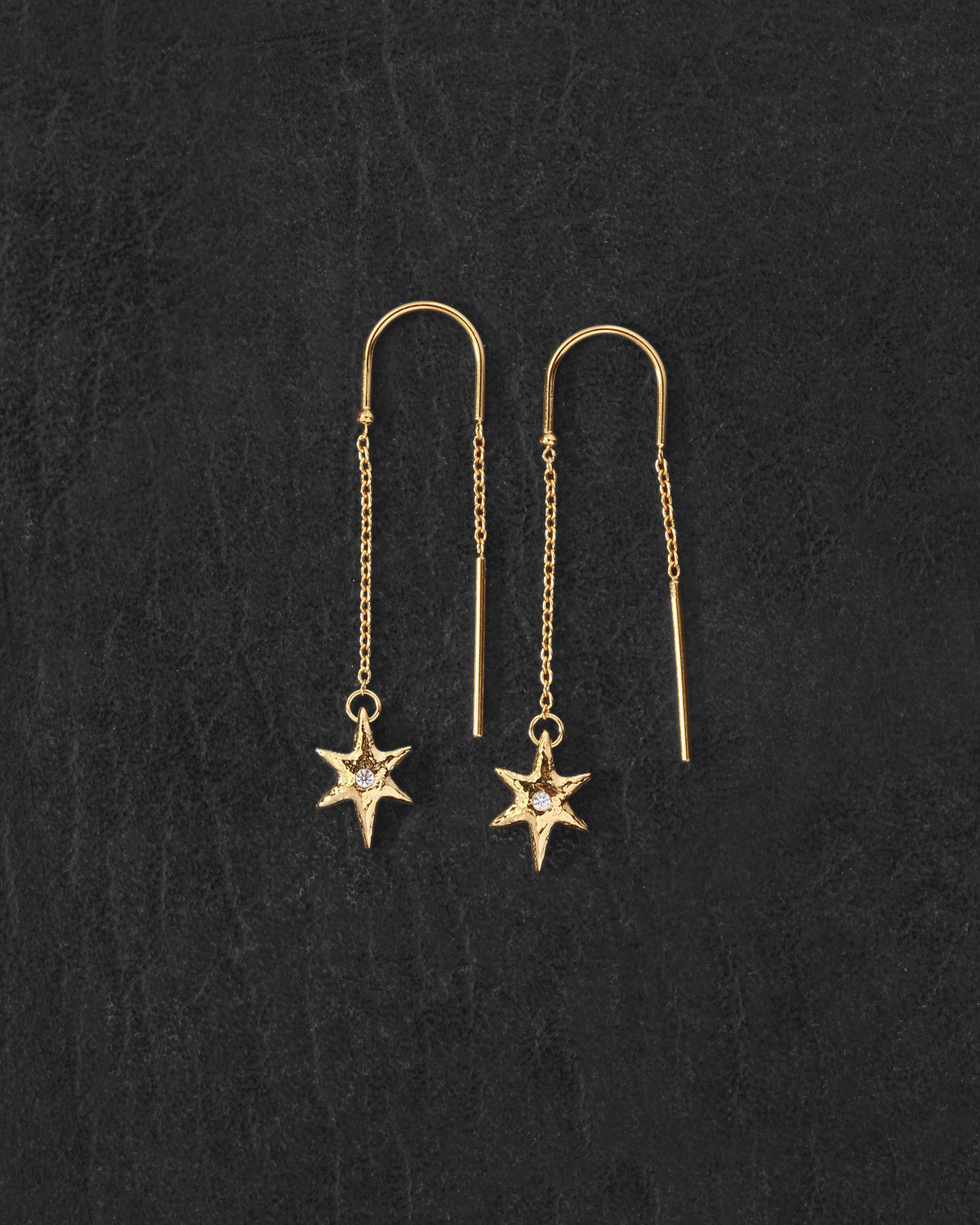 Electra Earrings Gold Vermeil on dark leather