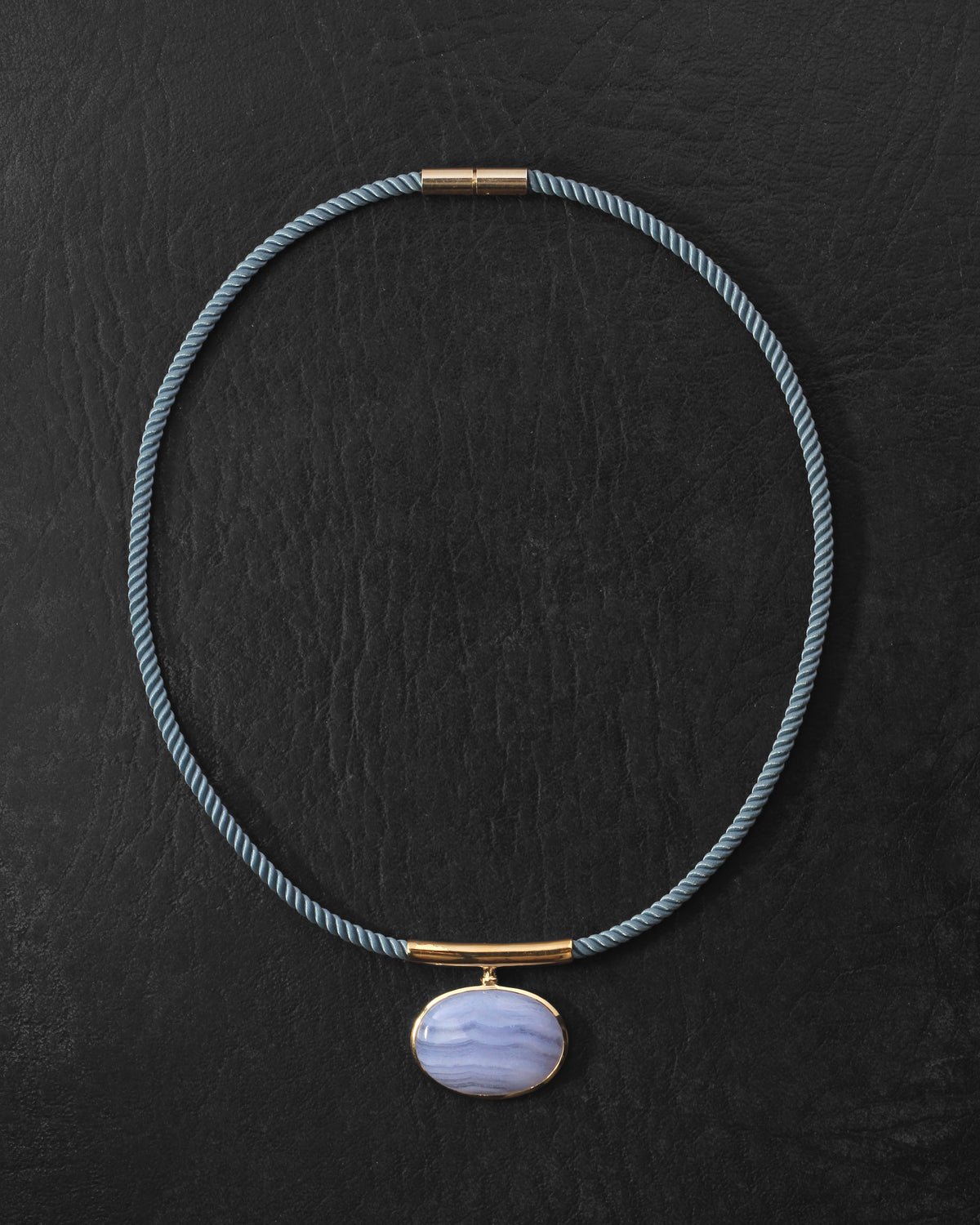 Ether Necklace Gold Vermeil on dark leather