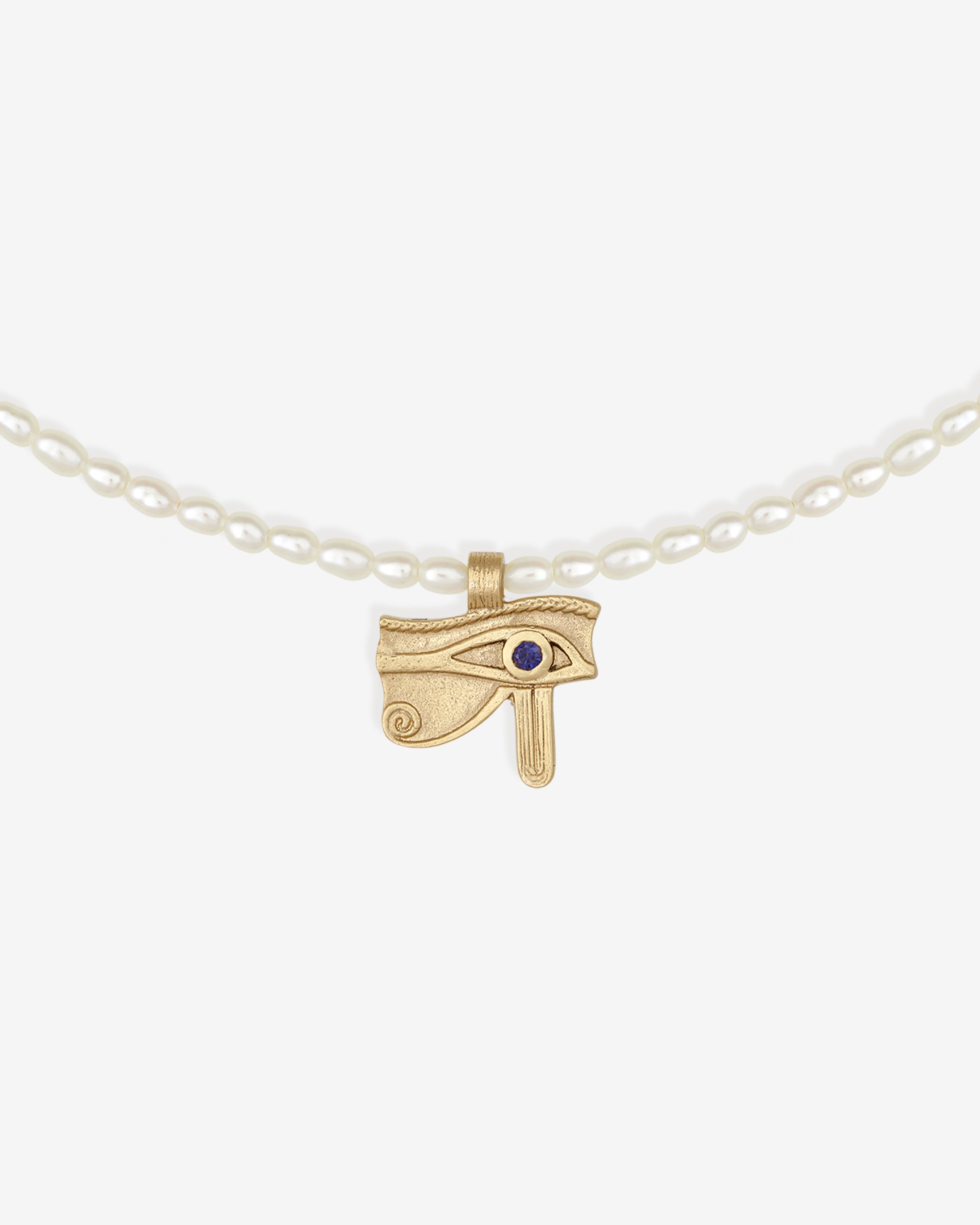 Egyptian Eye Of Horus Pendant Necklace - 6mm/30 Wooden Bead Chain, Alloy, RC2392G