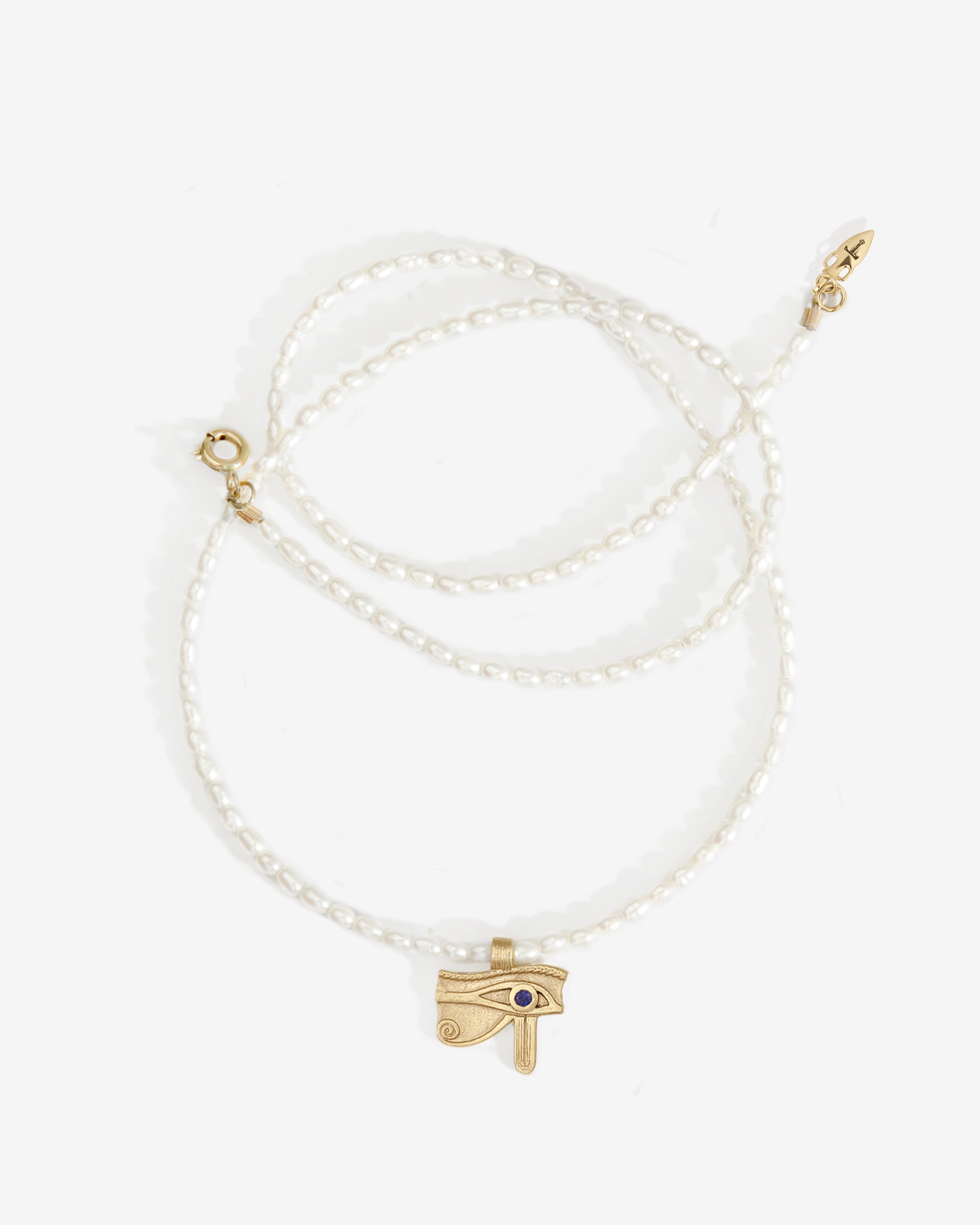 Eye of Ra Beaded Necklace Solid Gold