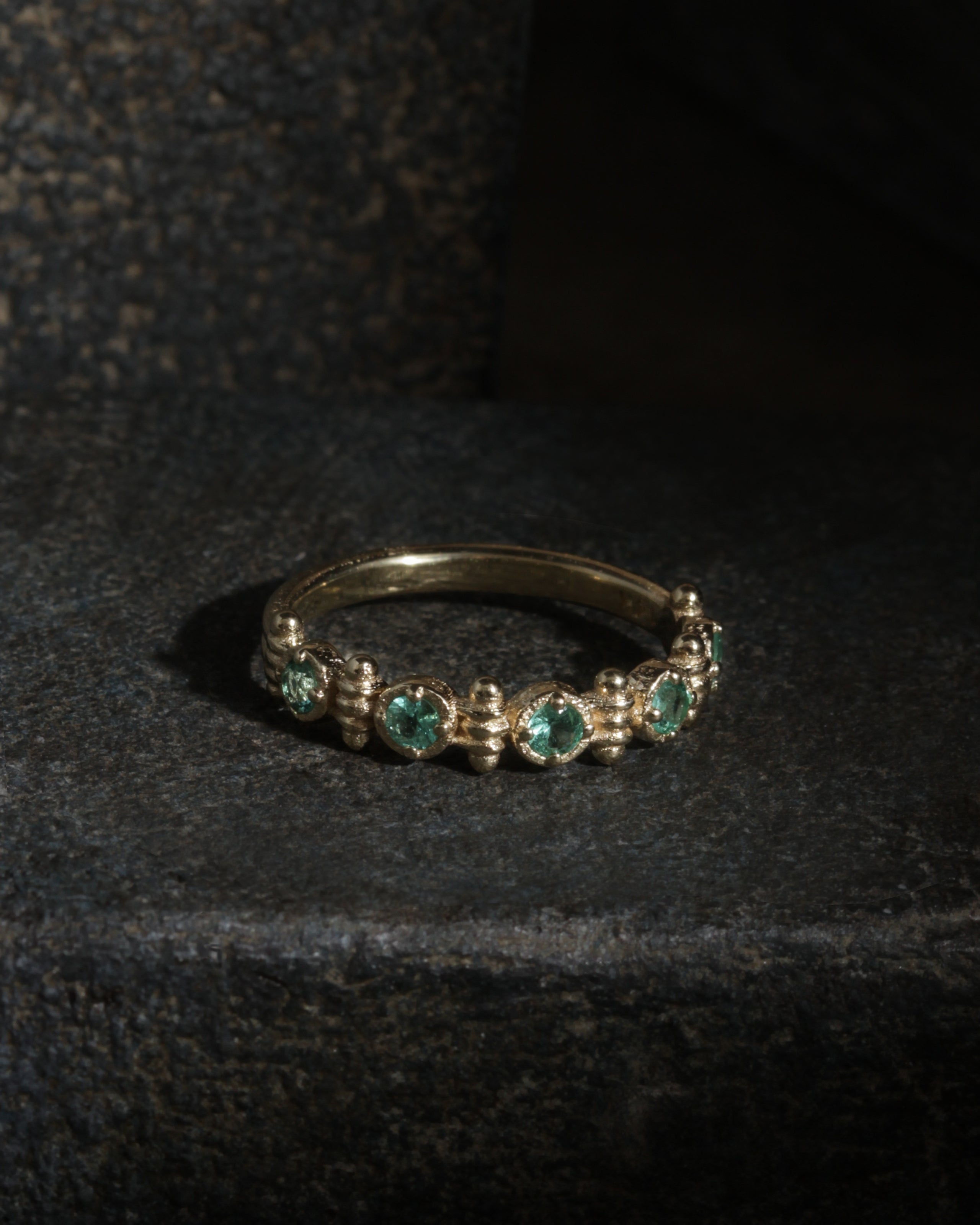 Asteria Half Eternity Ring Emerald Solid Gold