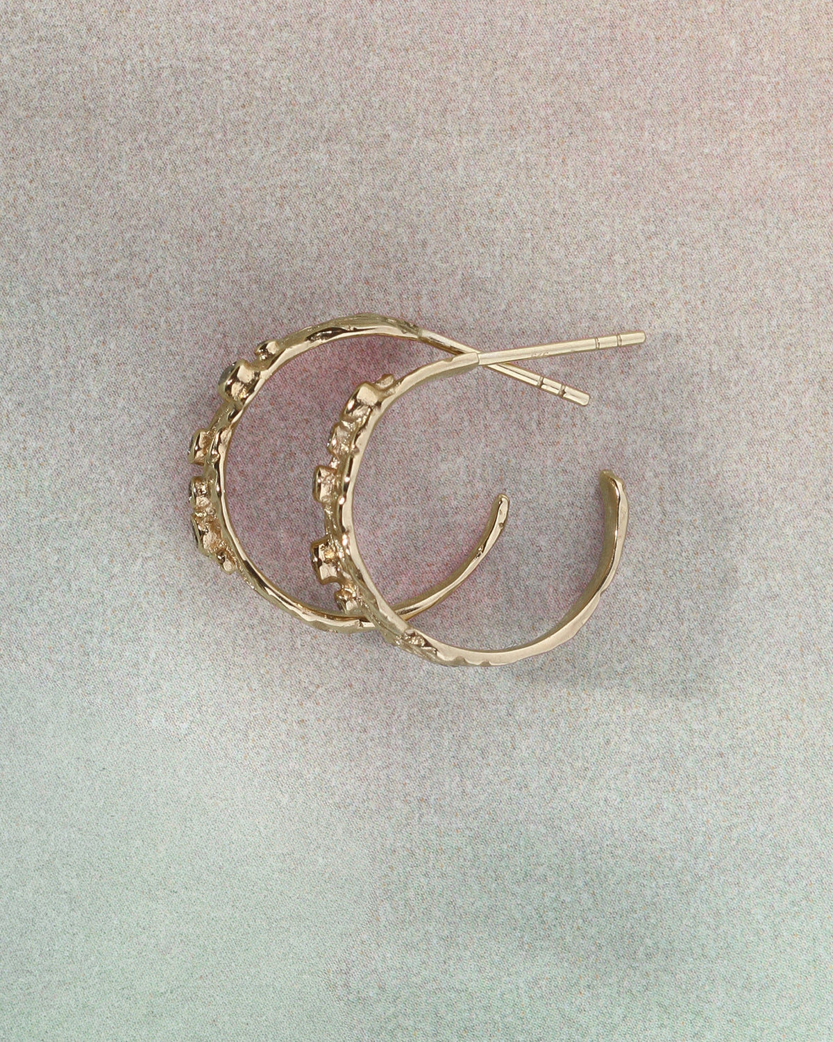 Gaia I Diamond Hoops Solid Gold, flatlay