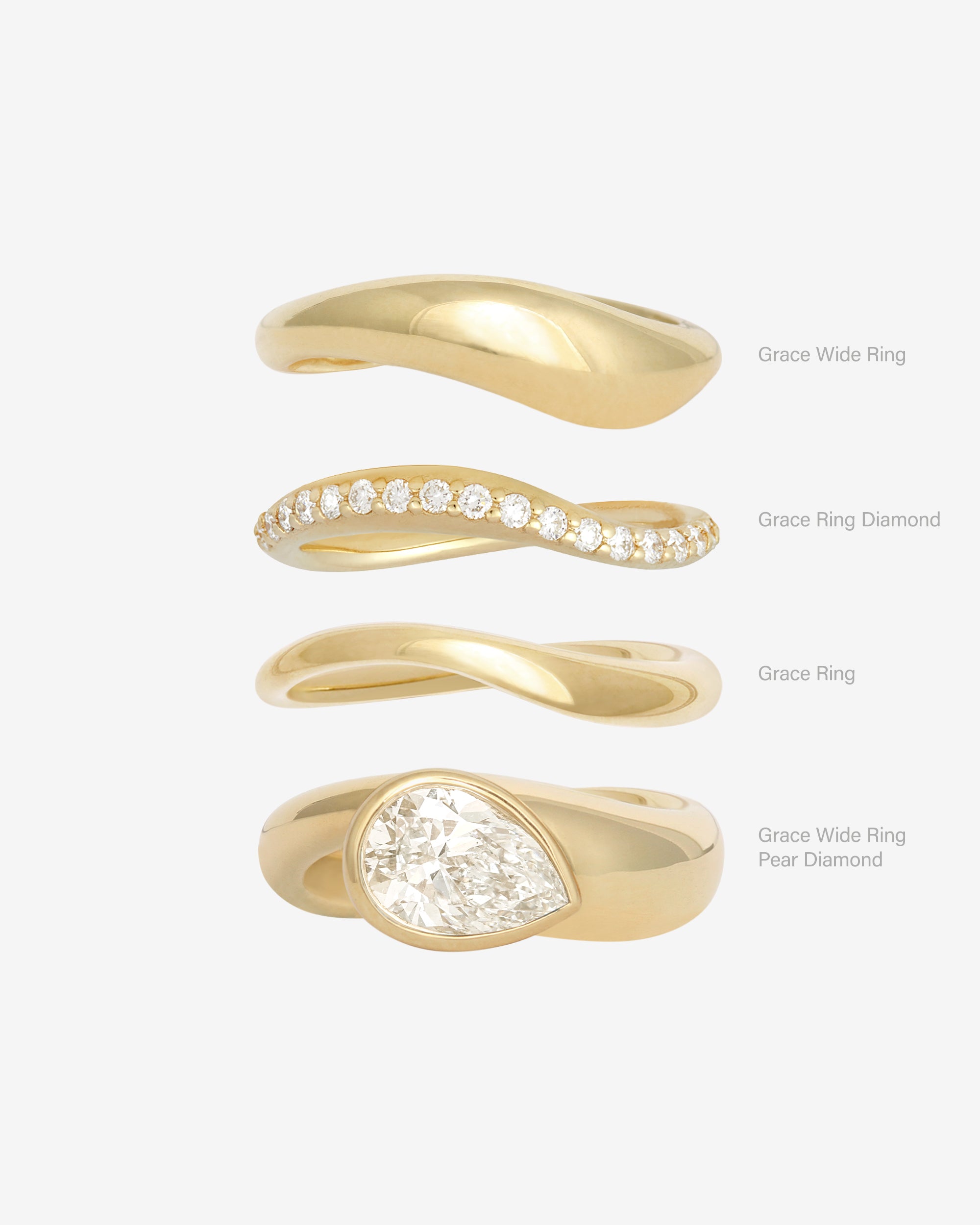 Grace Wide Pear Diamond Solid Gold