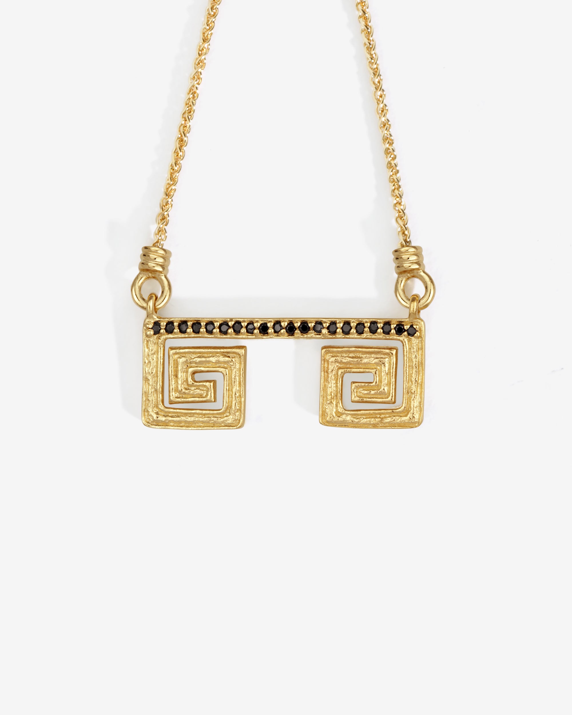 Greca Pave Necklace Gold Vermeil