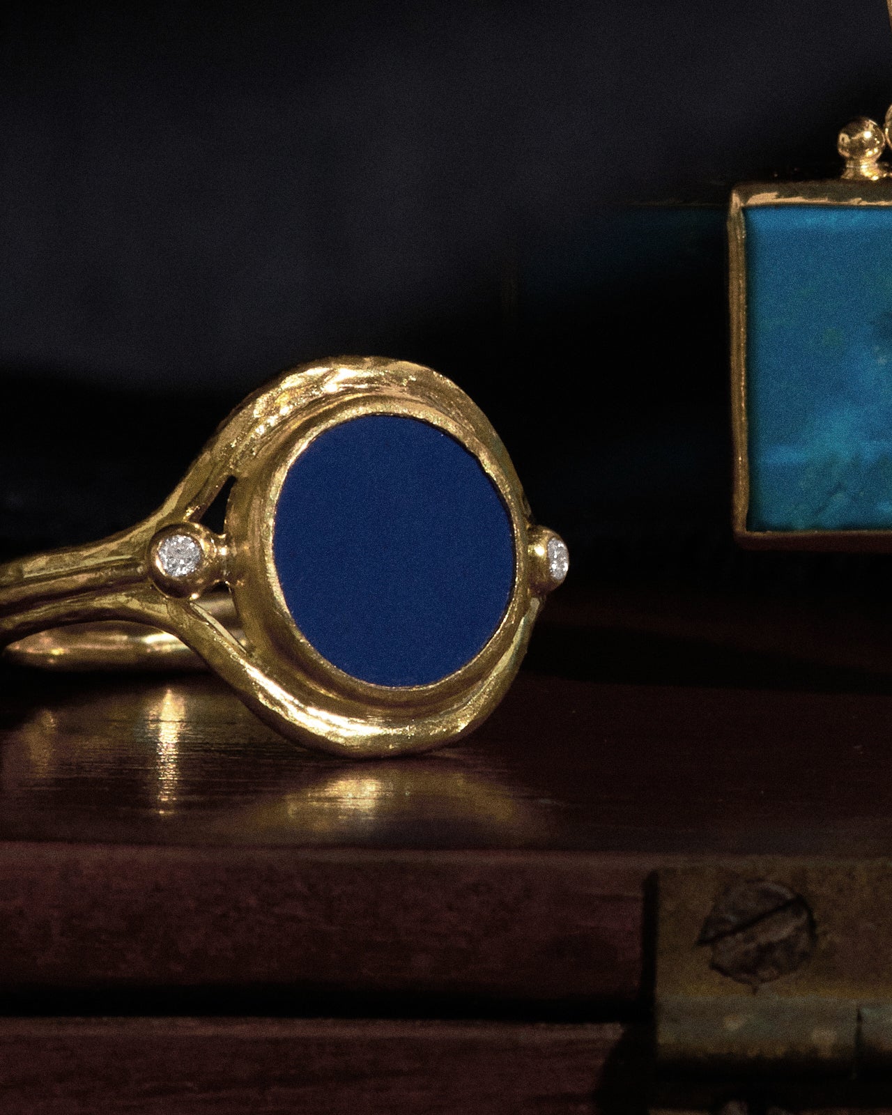 Tyana Ring Lapis Diamond Solid Gold