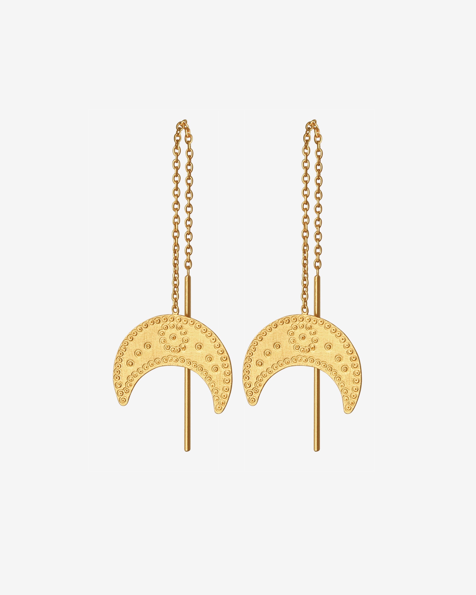 Hanging Moon Earrings Gold Vermeil