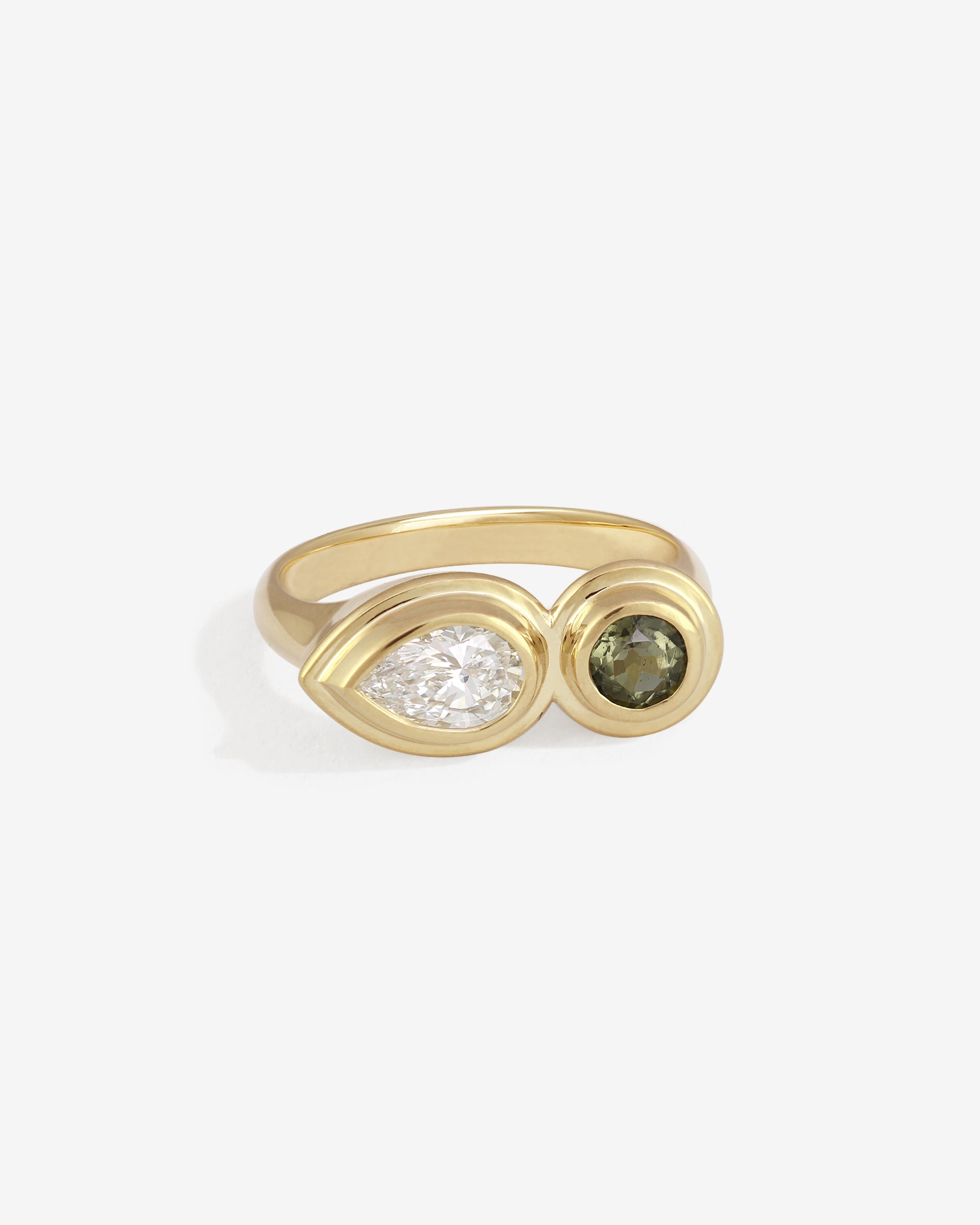 Hara Ring Moldavite Diamond Solid Gold