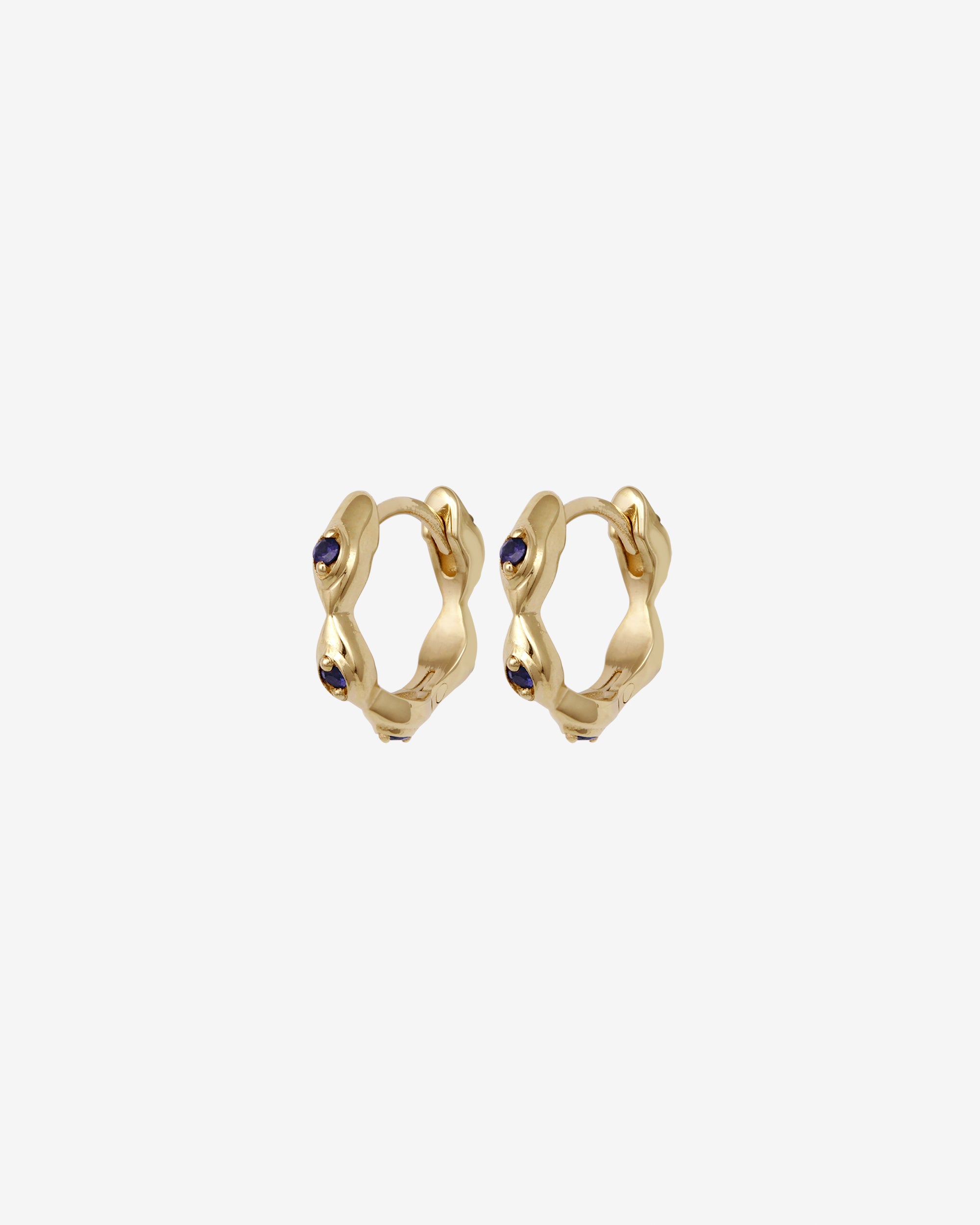 Kassandra Huggie Earrings Sapphire Solid Gold