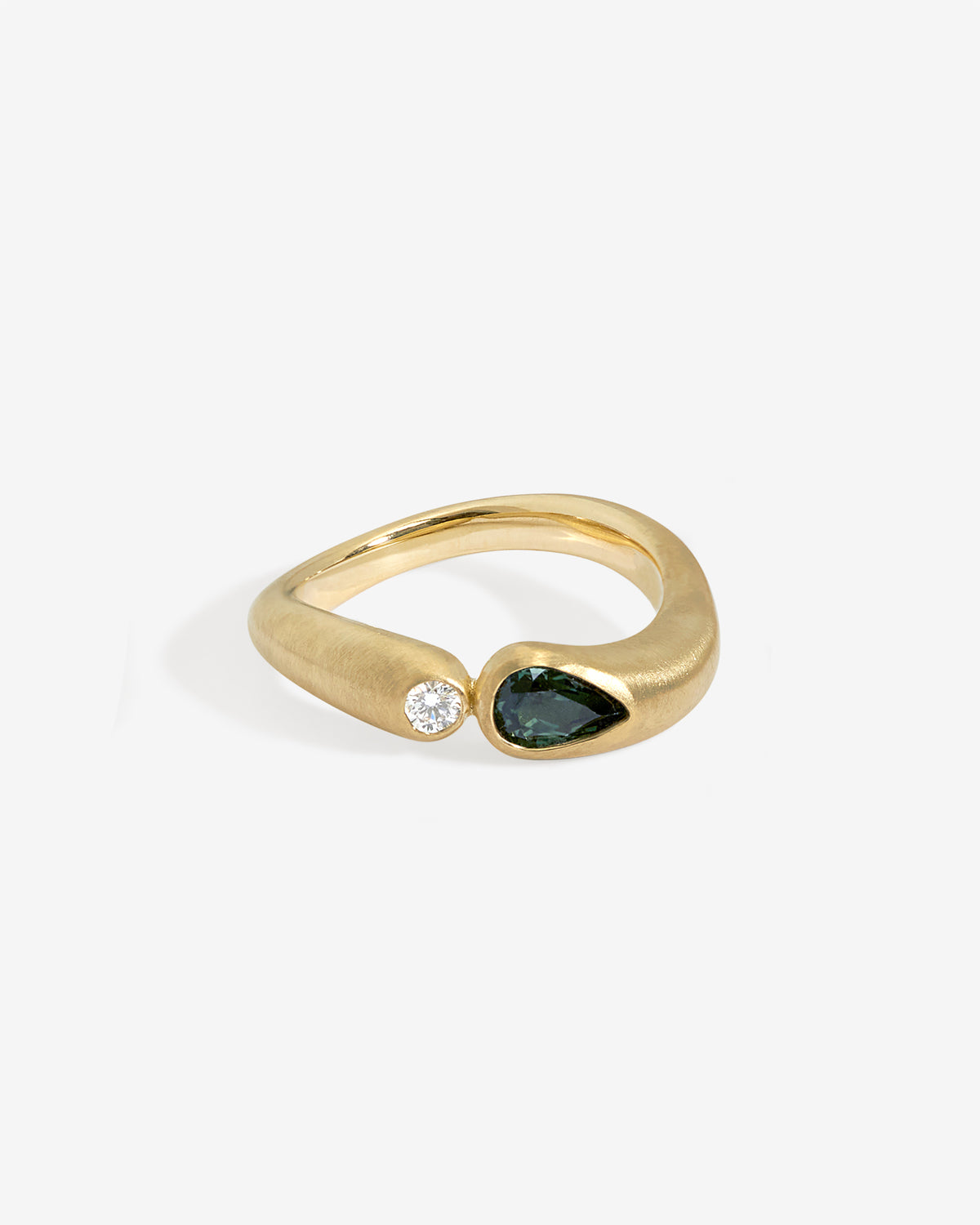 Kindred Ring Sapphire Diamond Satin Solid Gold