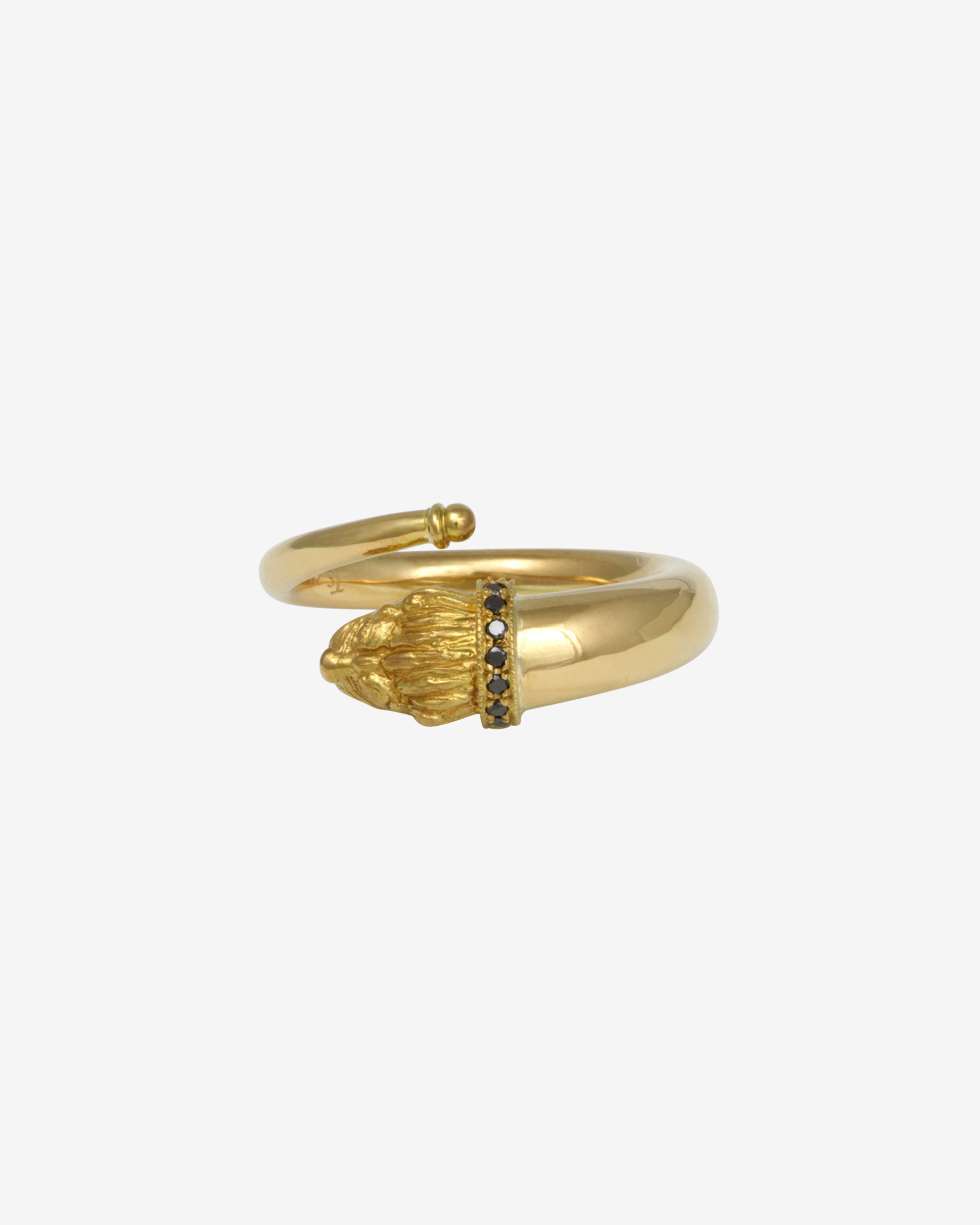 Loulon Lion Ring Black Diamond Solid Gold